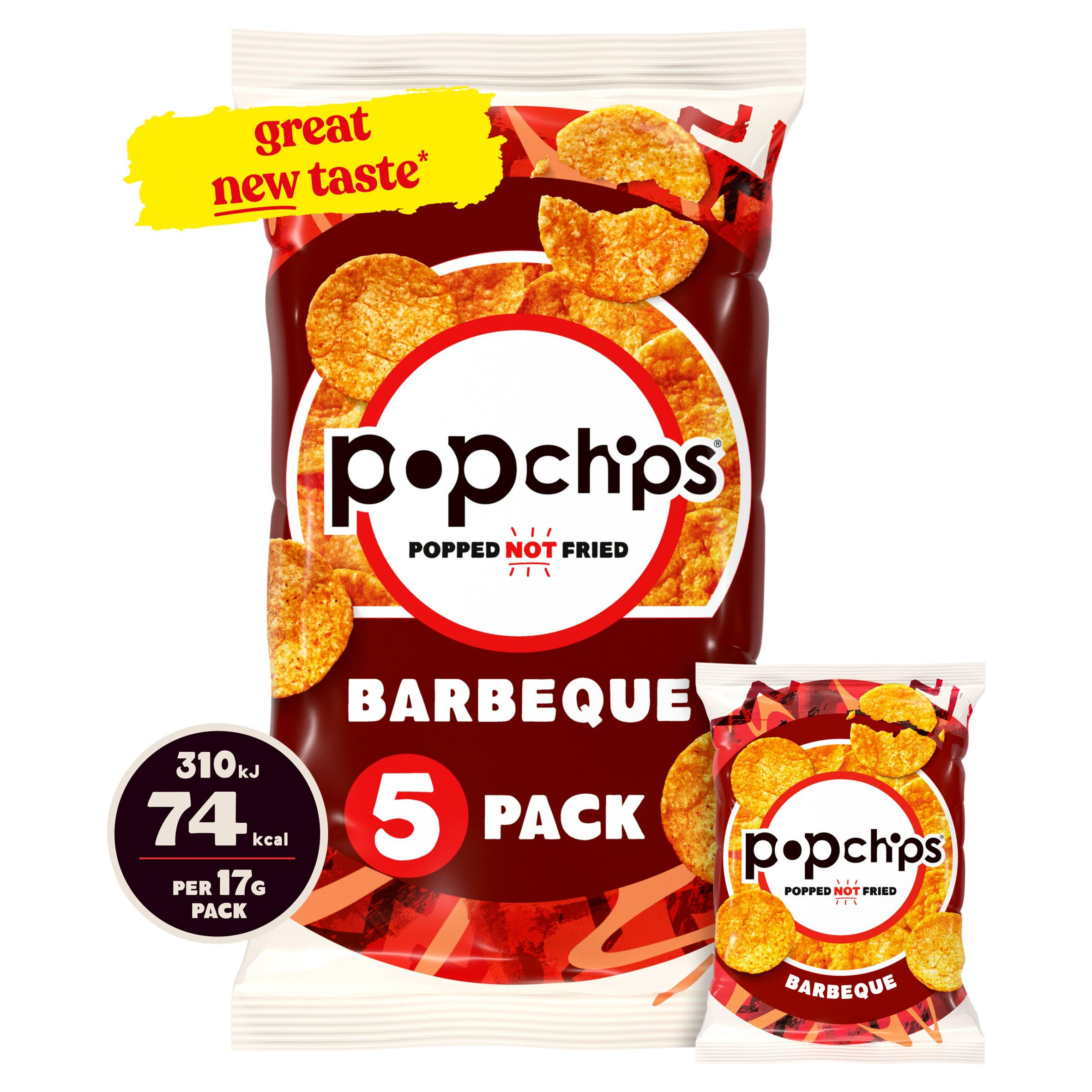 popchips Barbeque Multipack Crisps 5 Pack, folic acid free