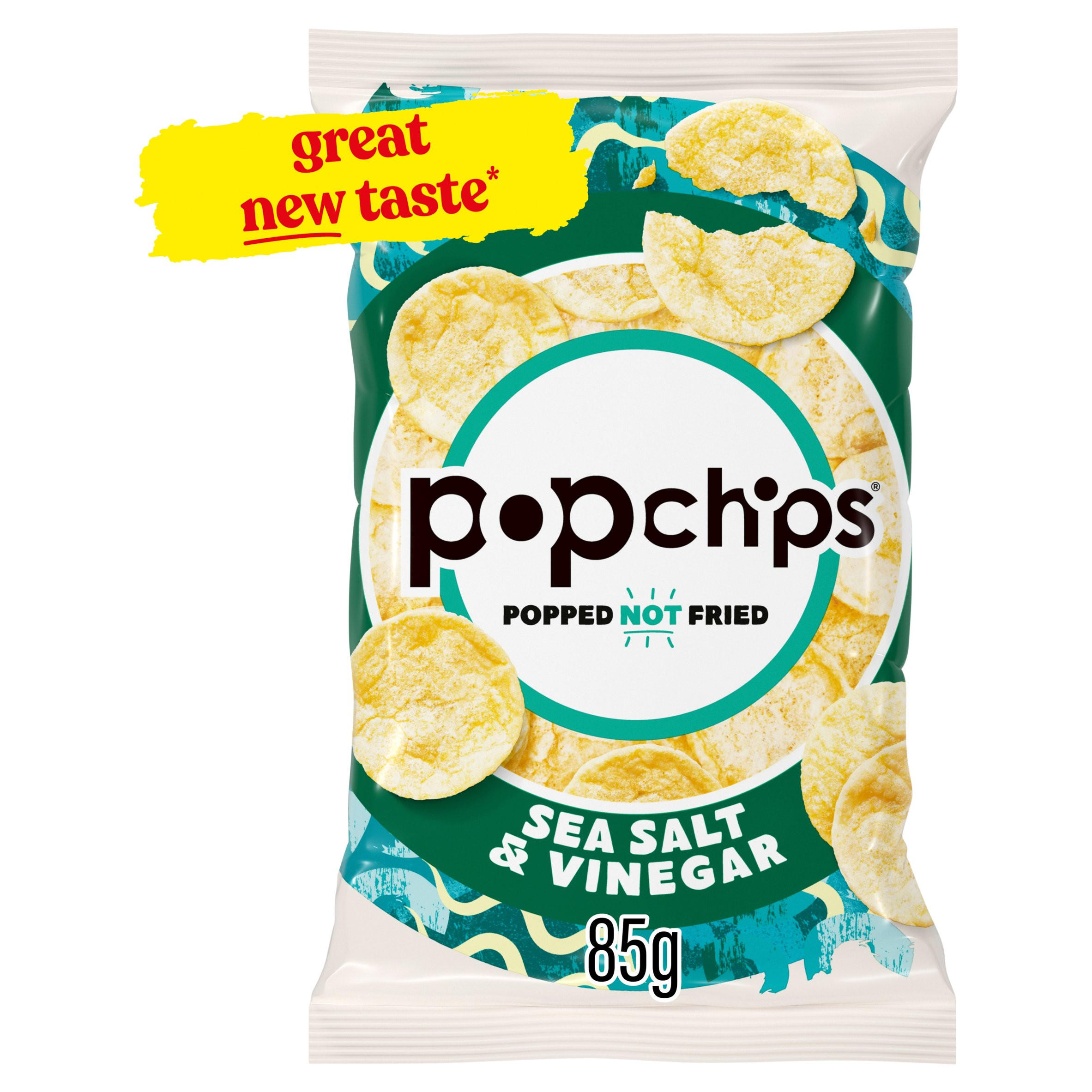 popchips Sea Salt & Vinegar Sharing Crisps 85g, folic acid free