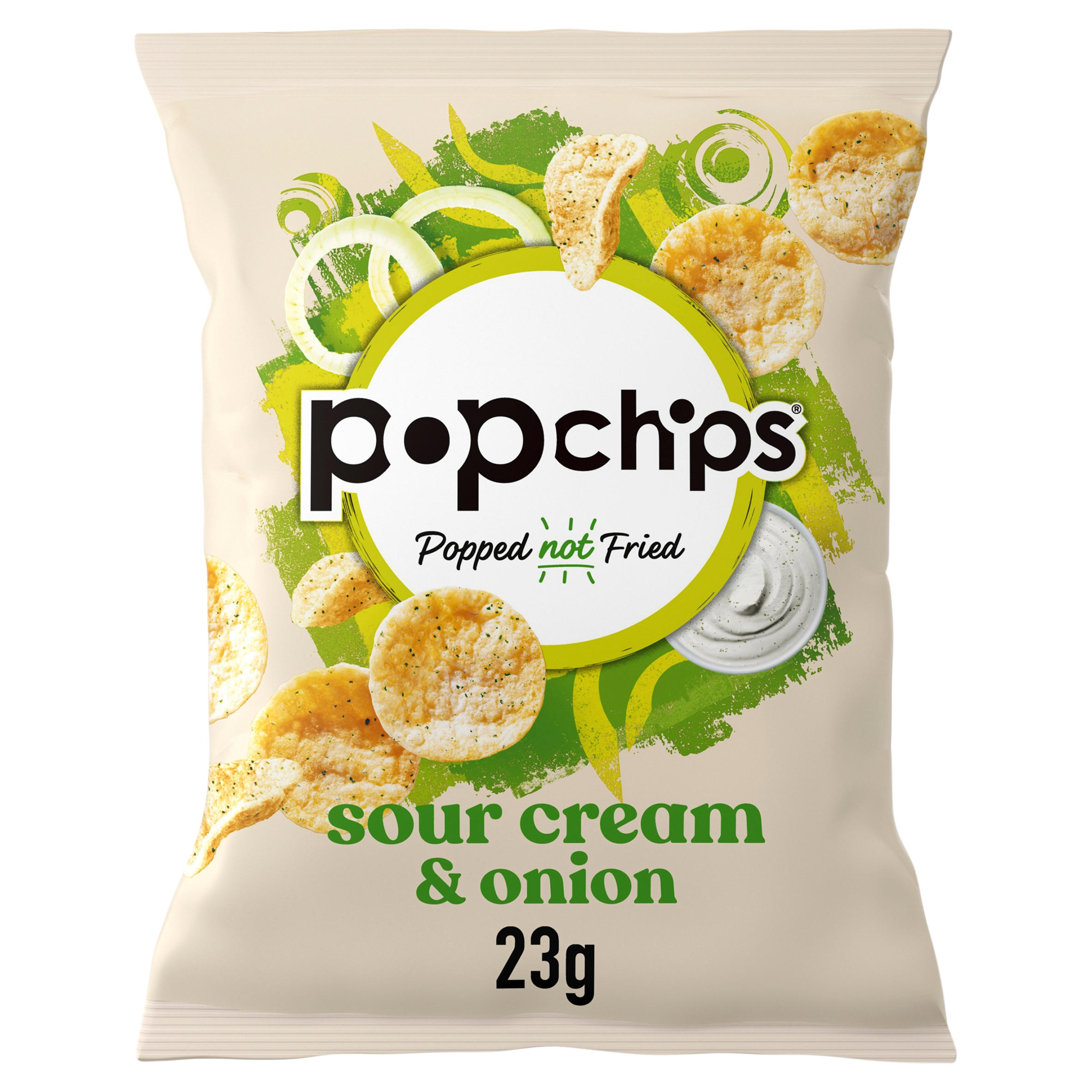 Popchips Sour Cream & Onion Flavour Potato Snacks 23g Sharing Crisps