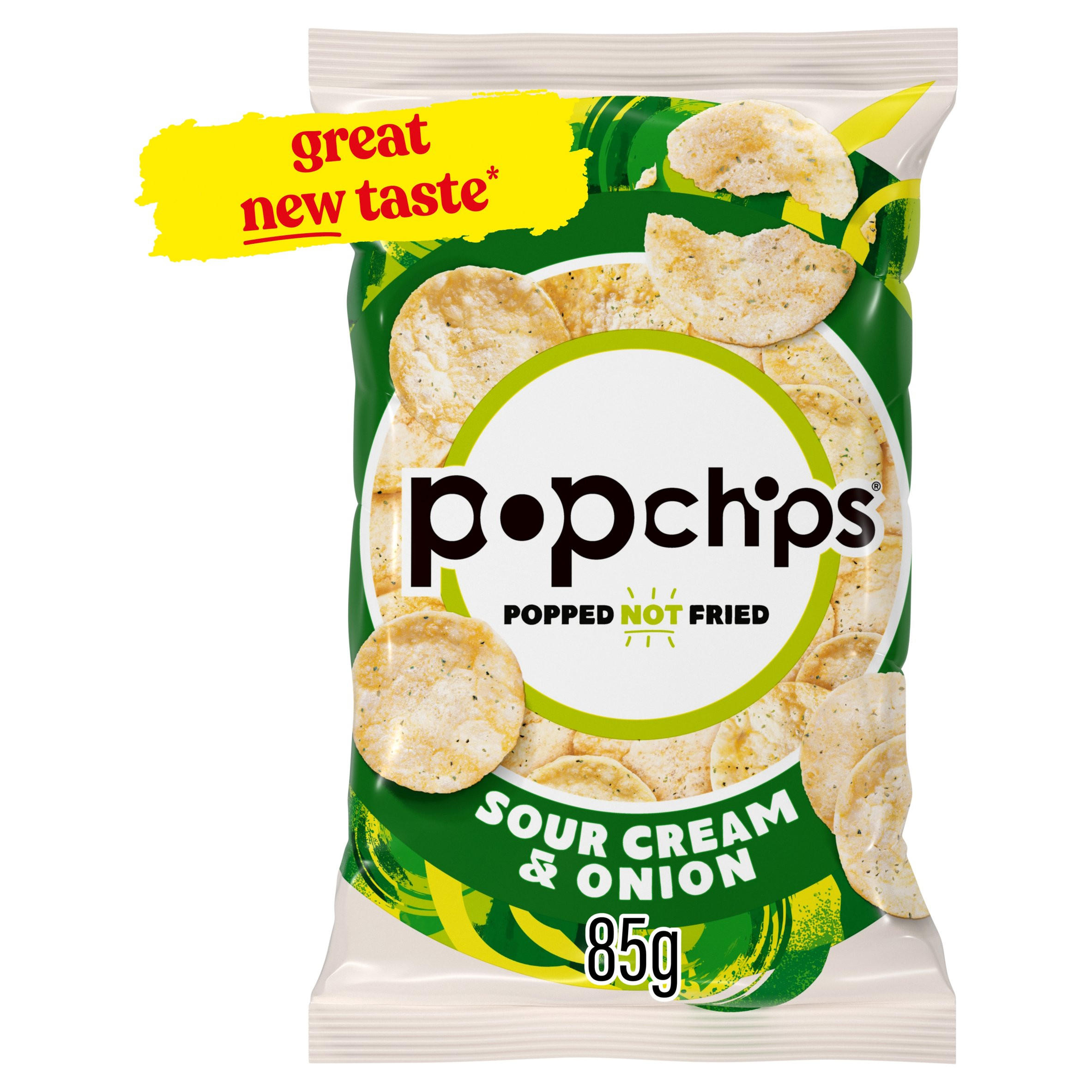 popchips Sour Cream & Onion Sharing Crisps 85g, folic acid free