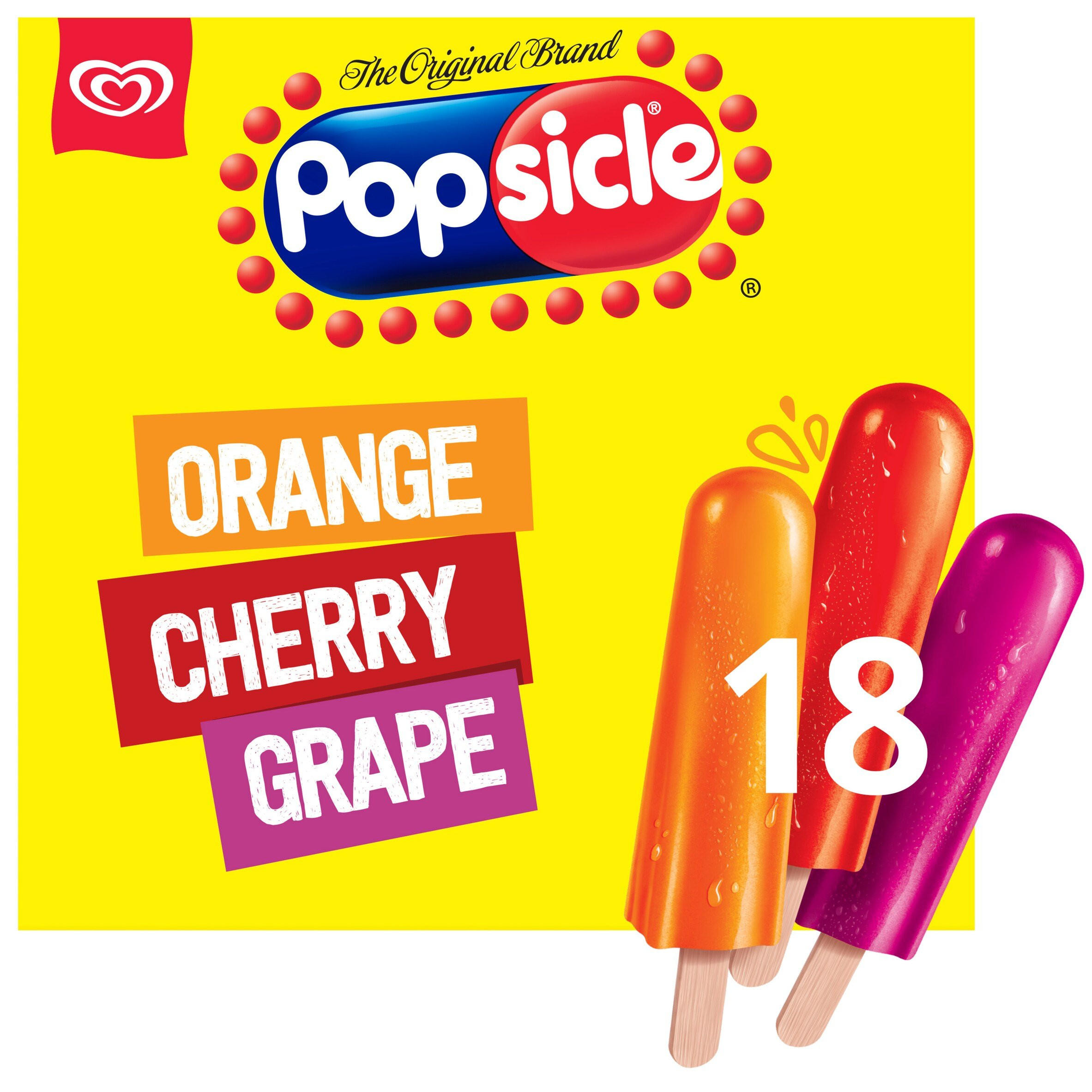 Popsicle Orange, Cherry & Grape Flavour Water Ices 18 x 48ml