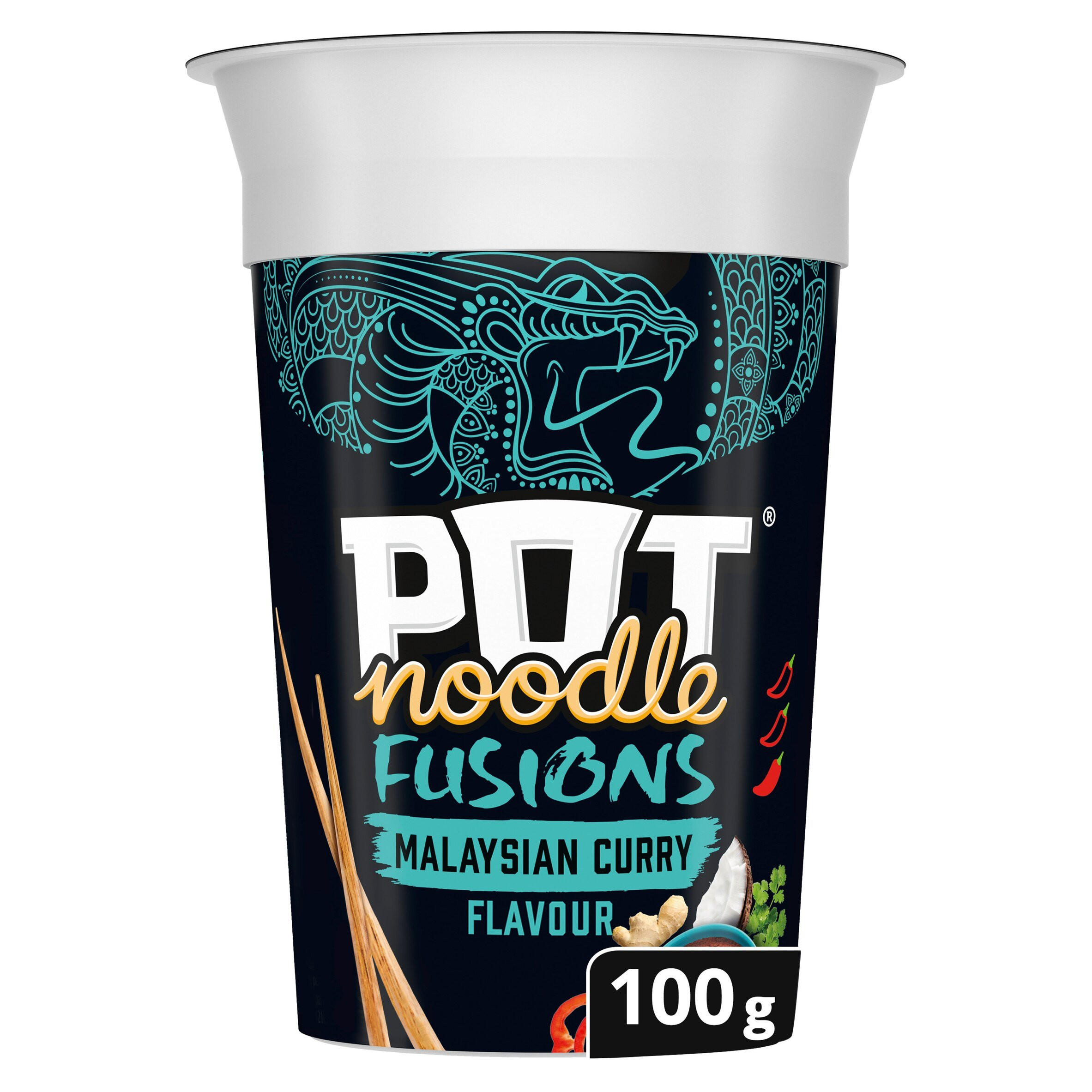 Pot Noodle Fusions Instant Snack Malaysian Curry 100 G  93336 T1 