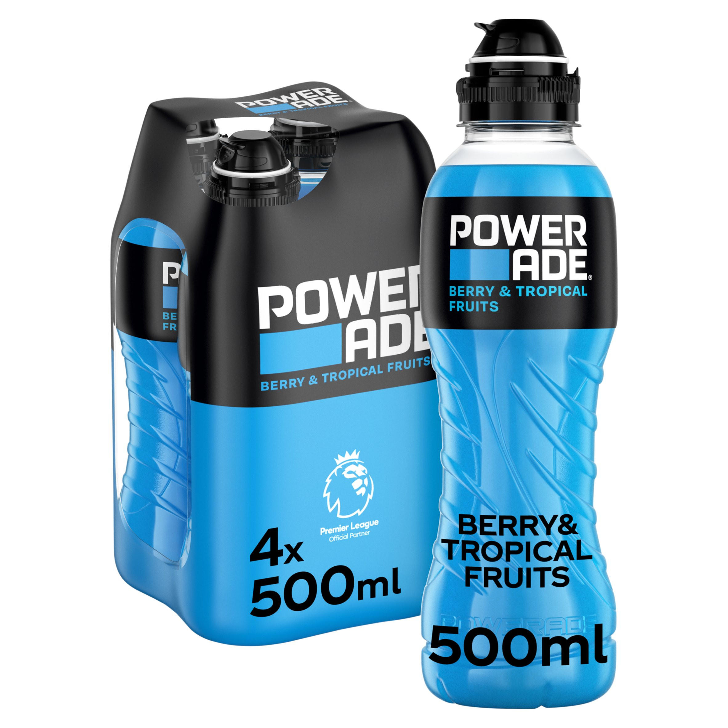 Powerade Berry and Tropical Sports Drink 4 x 500ml Bottles