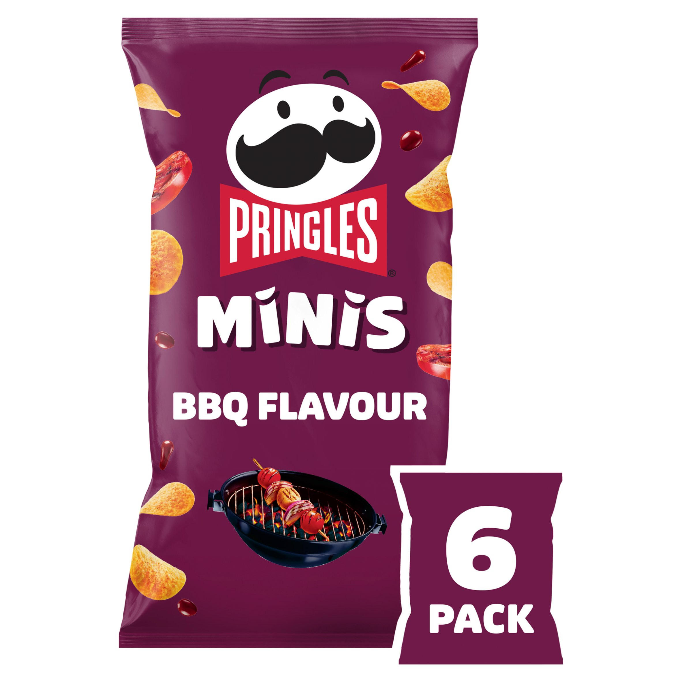Pringles Minis BBQ Multipack Crisps 6x20g, folic acid free