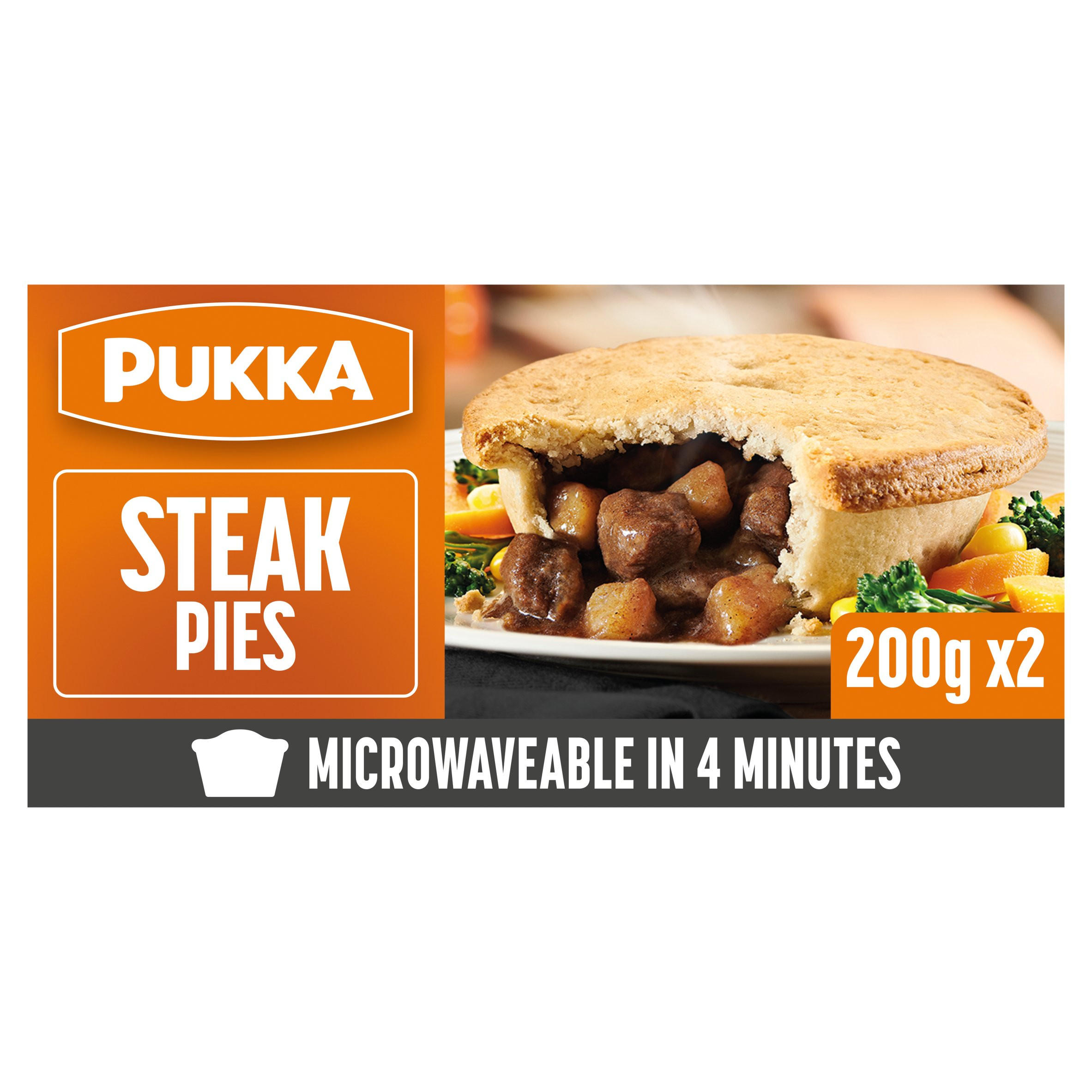 Pukka 2 Steak Microwaveable Shortcrust Pies Pies And Puddings Iceland Foods 