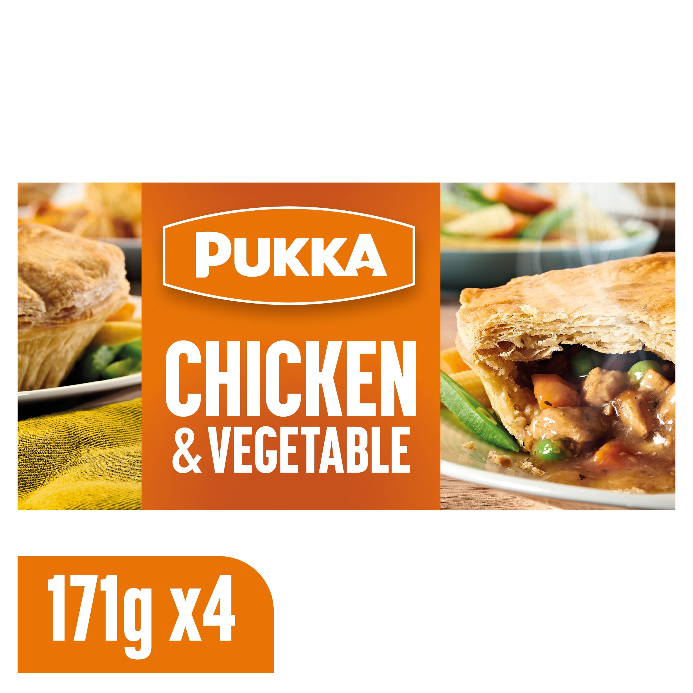 Pukka 4 Puff Pastry Pies Chicken & Vegetable Pies & Puddings