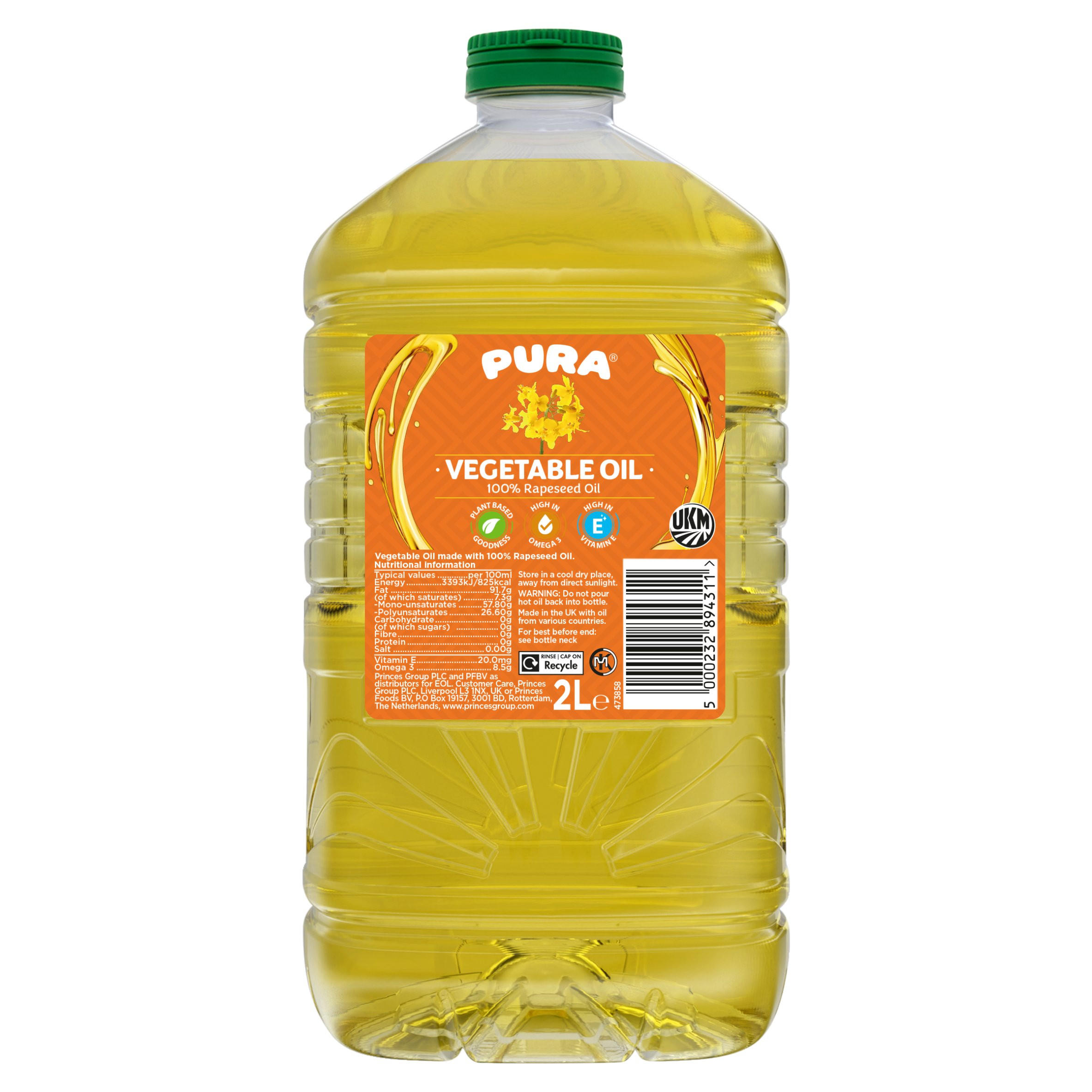 Pura Vegetable Oil 100% Rapeseed Oil 2L