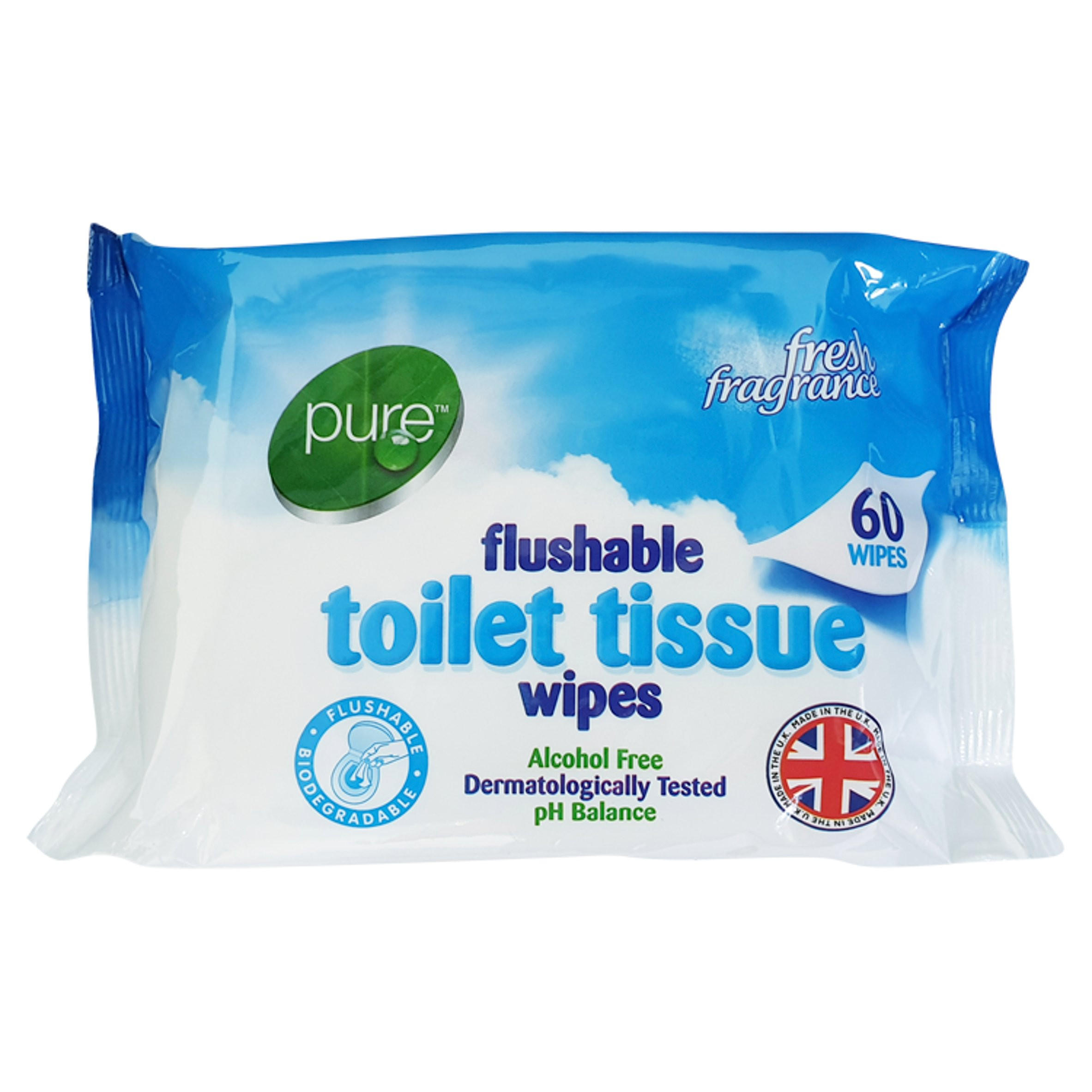 Pure Flushable Toilet Tissue 60 Wipes Bathroom & Toilet Iceland Foods