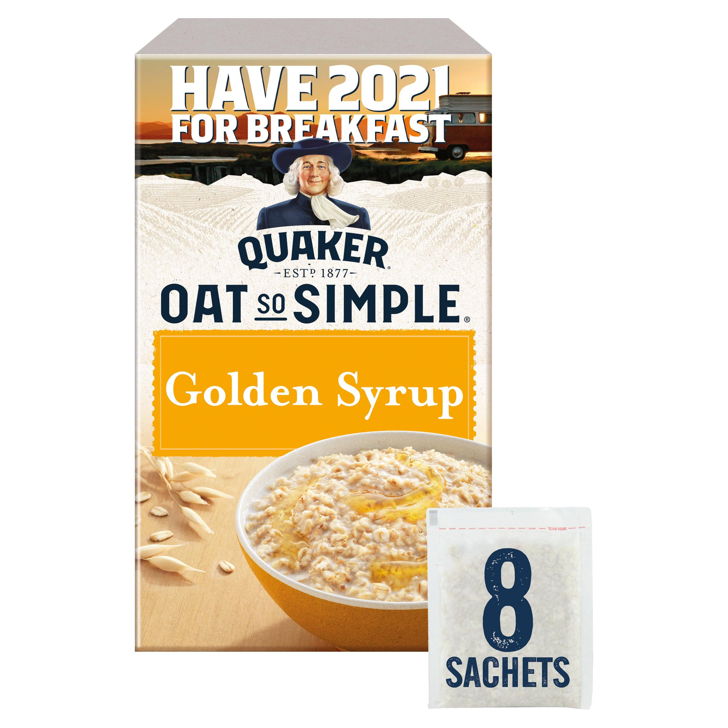 Quaker Oat So Simple Golden Syrup Porridge Sachets 8x36g | Oats
