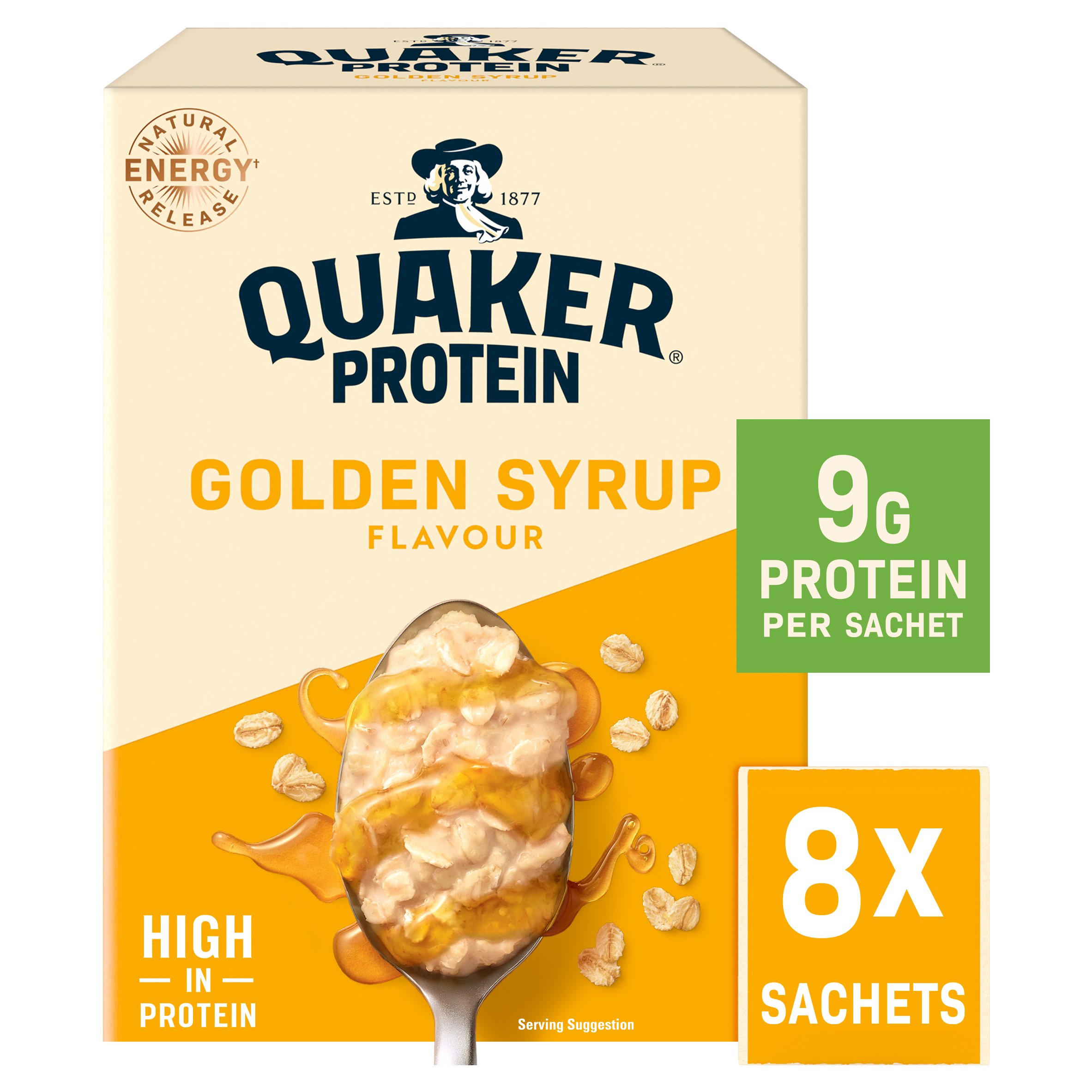Quaker Oat So Simple Protein Golden Syrup Porridge Sachets 8x43g, folic acid free