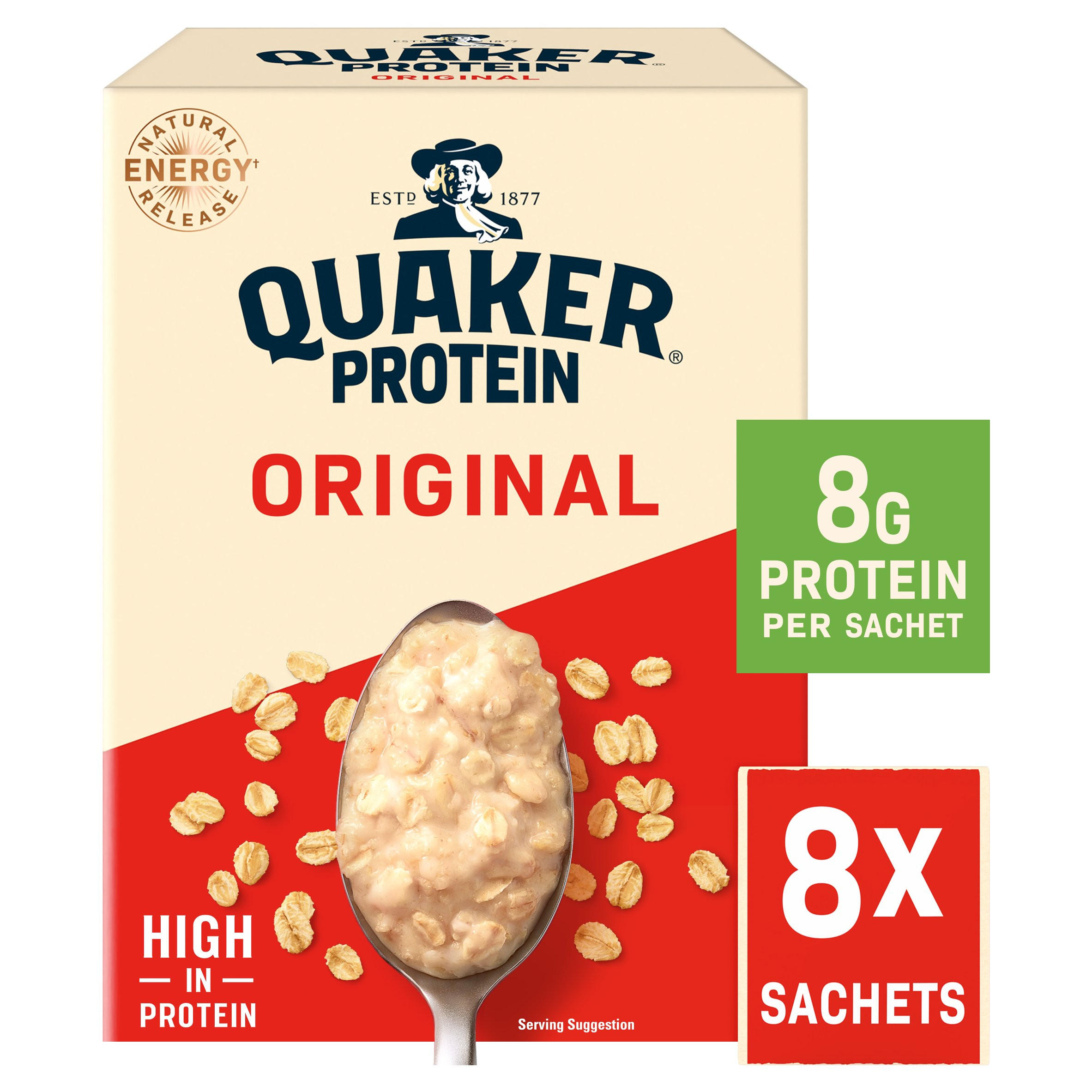 Quaker Oat So Simple Protein Original Porridge Sachets 8 x 37.75g, folic acid free