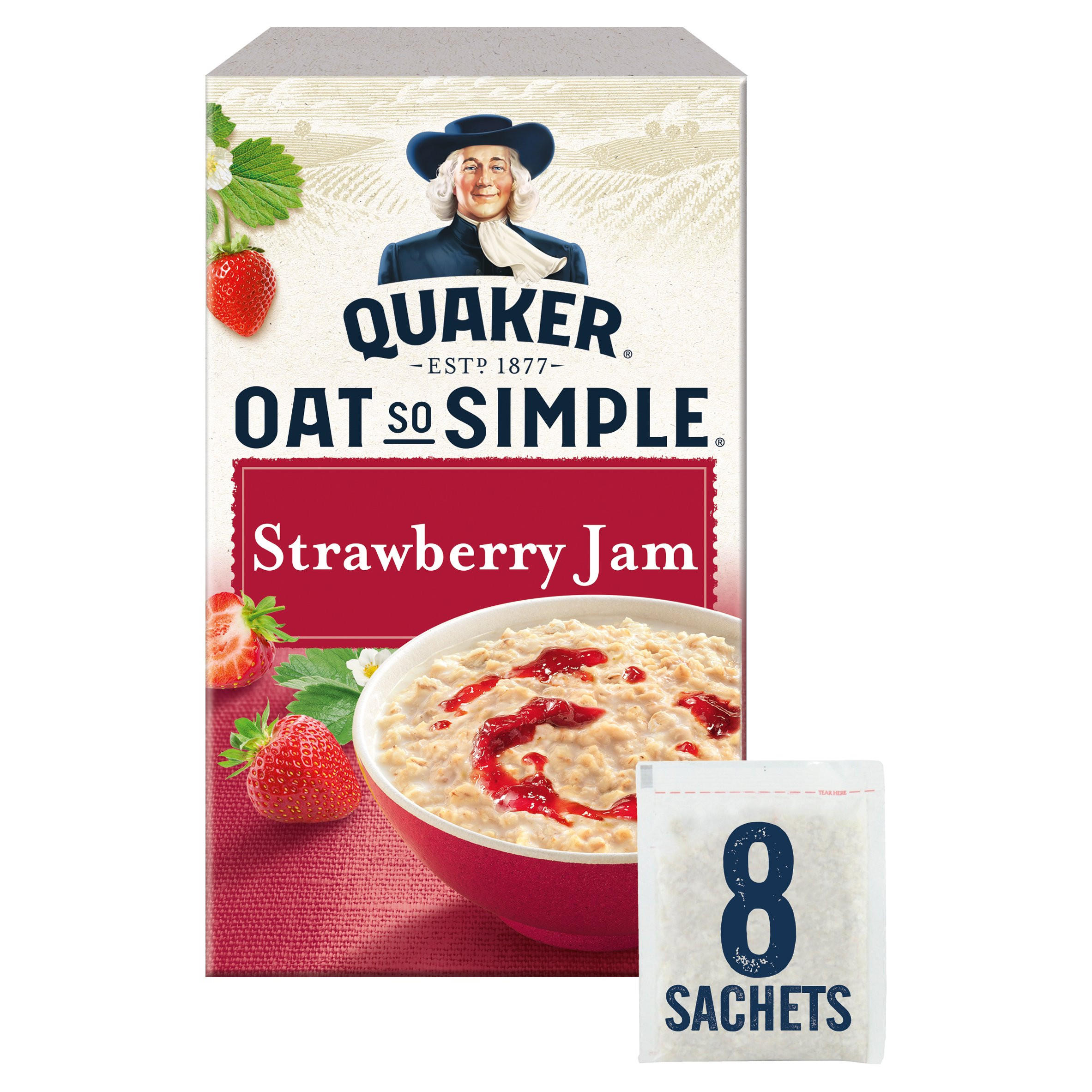 Quaker Oat So Simple Strawberry Jam Porridge Sachets 8x33 2g Oats Porridge Iceland Foods