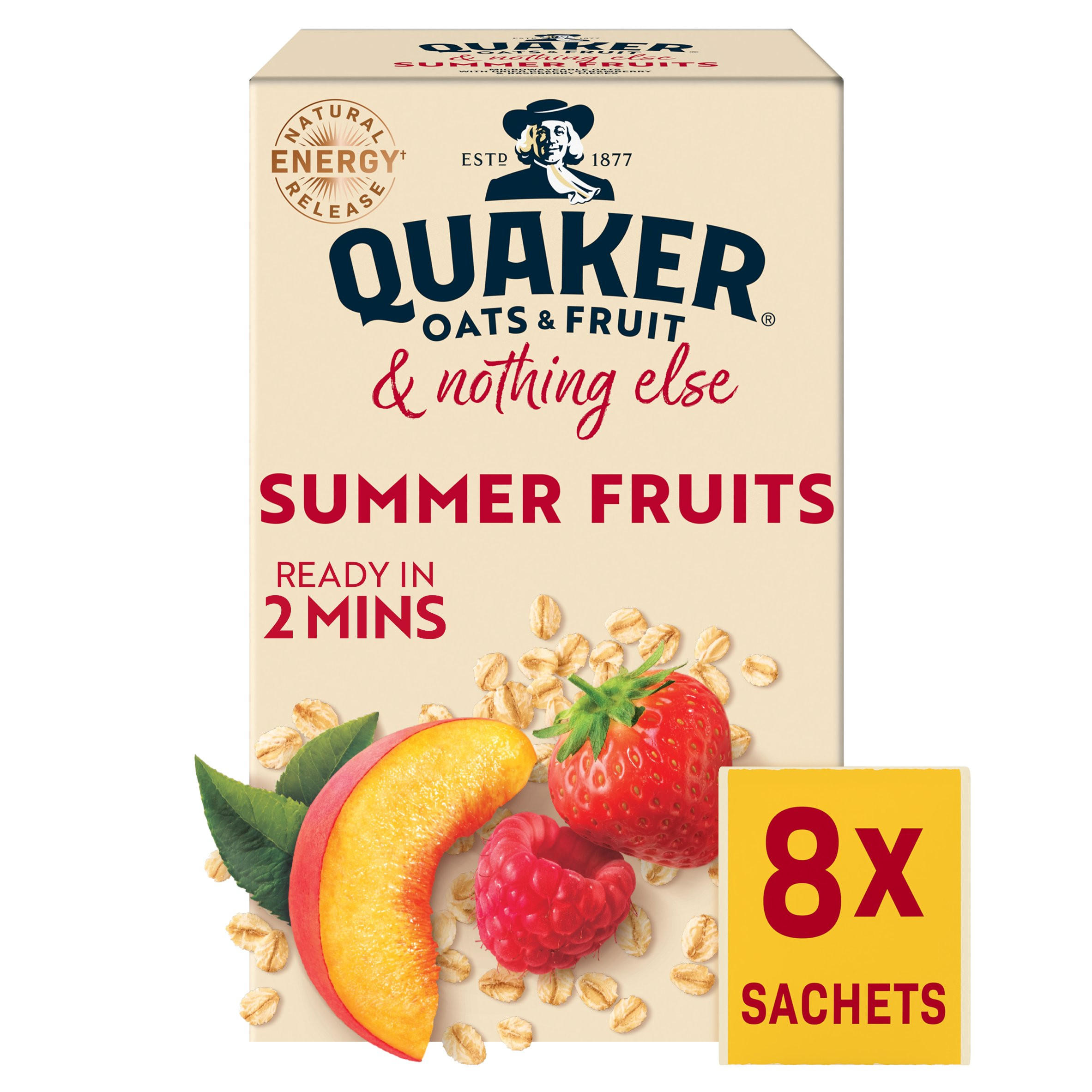 Quaker Oats & Fruit with Summer Fruits Porridge Sachets 8x33g, folic acid free
