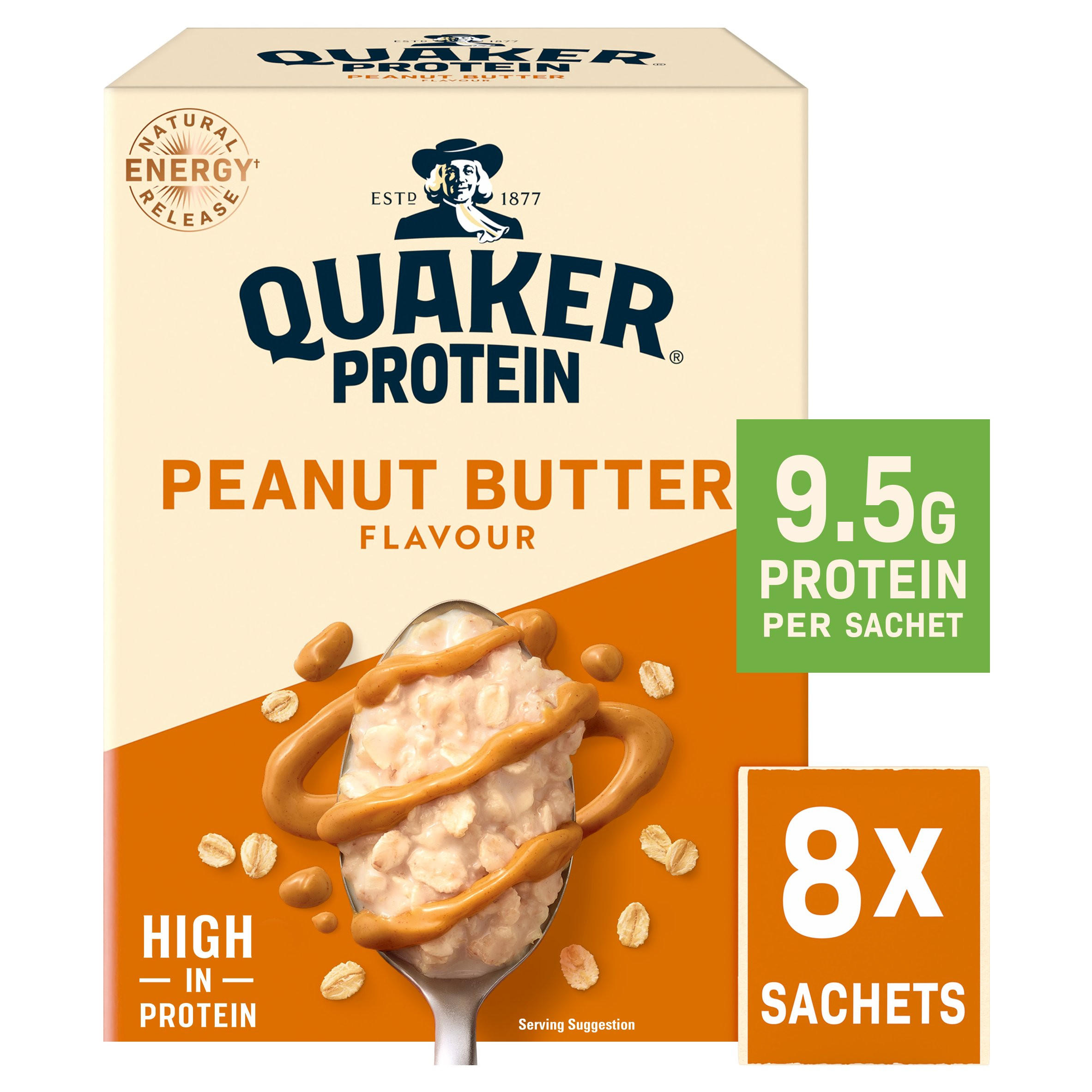 Quaker High Protein Peanut Butter Porridge Sachets Oat So Simple 8x43g