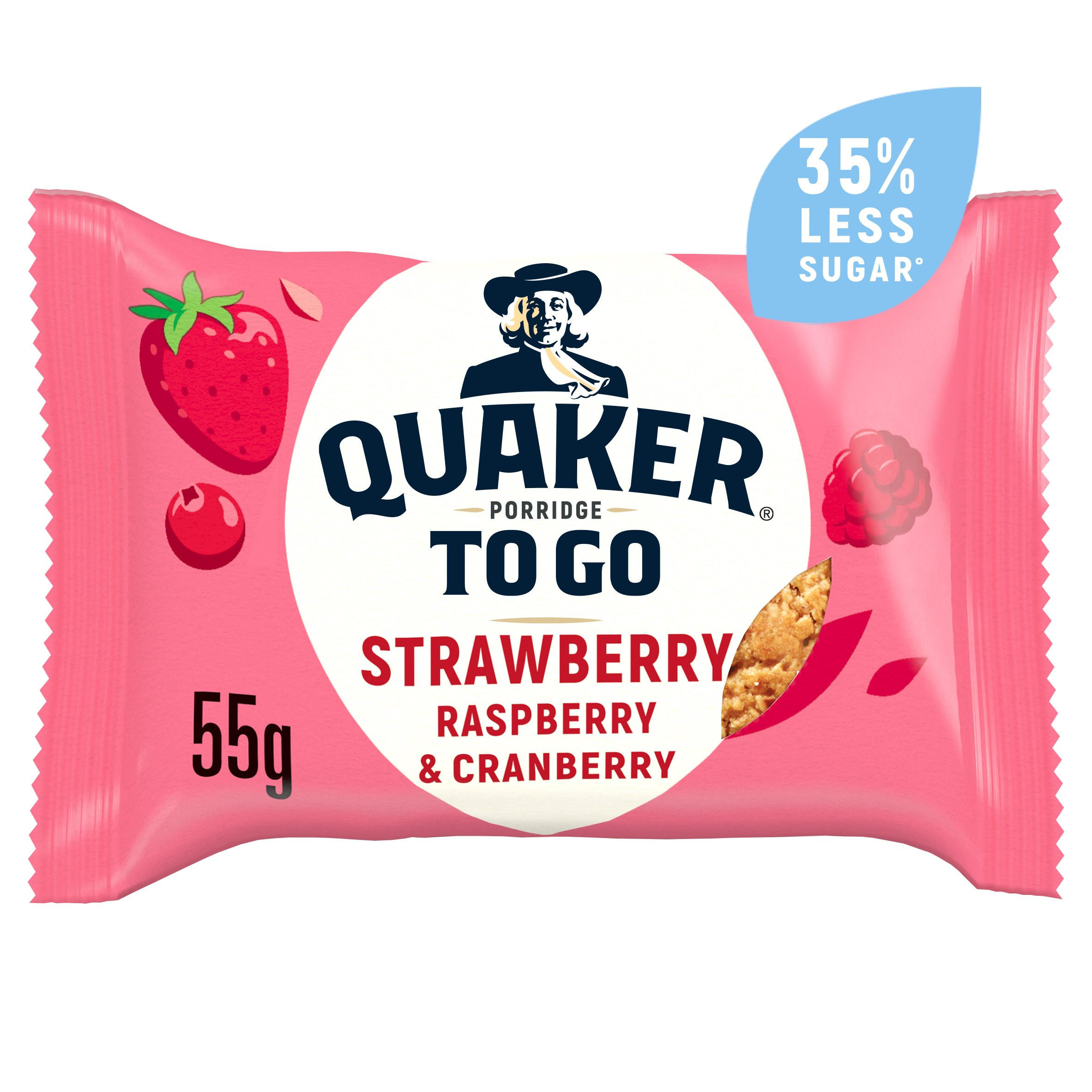 Quaker Porridge To Go Mixed Berries Breakfast Bar 55g Oats & Porridge