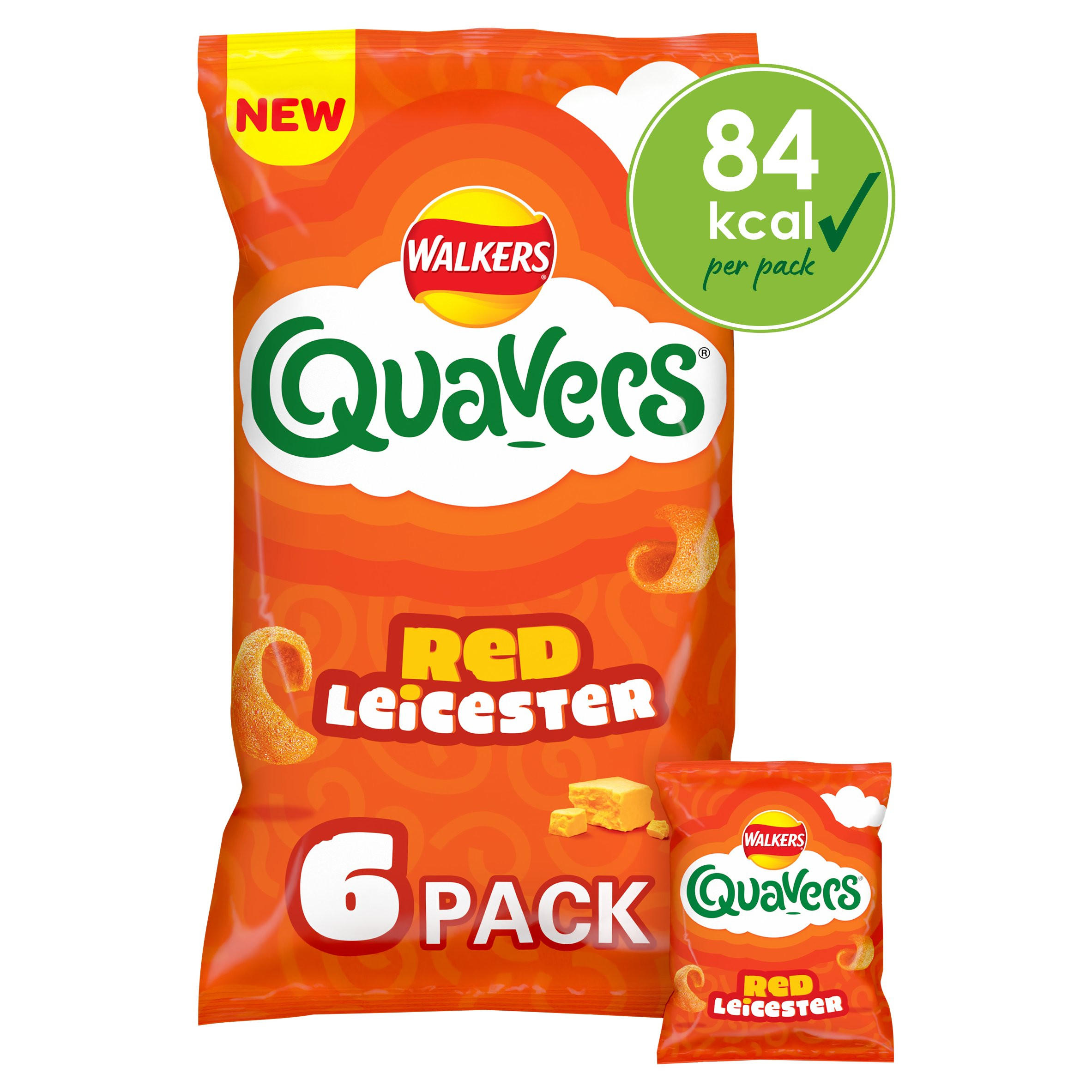Walkers Quavers Red Leicester Multipack Crisps 6 x 16g