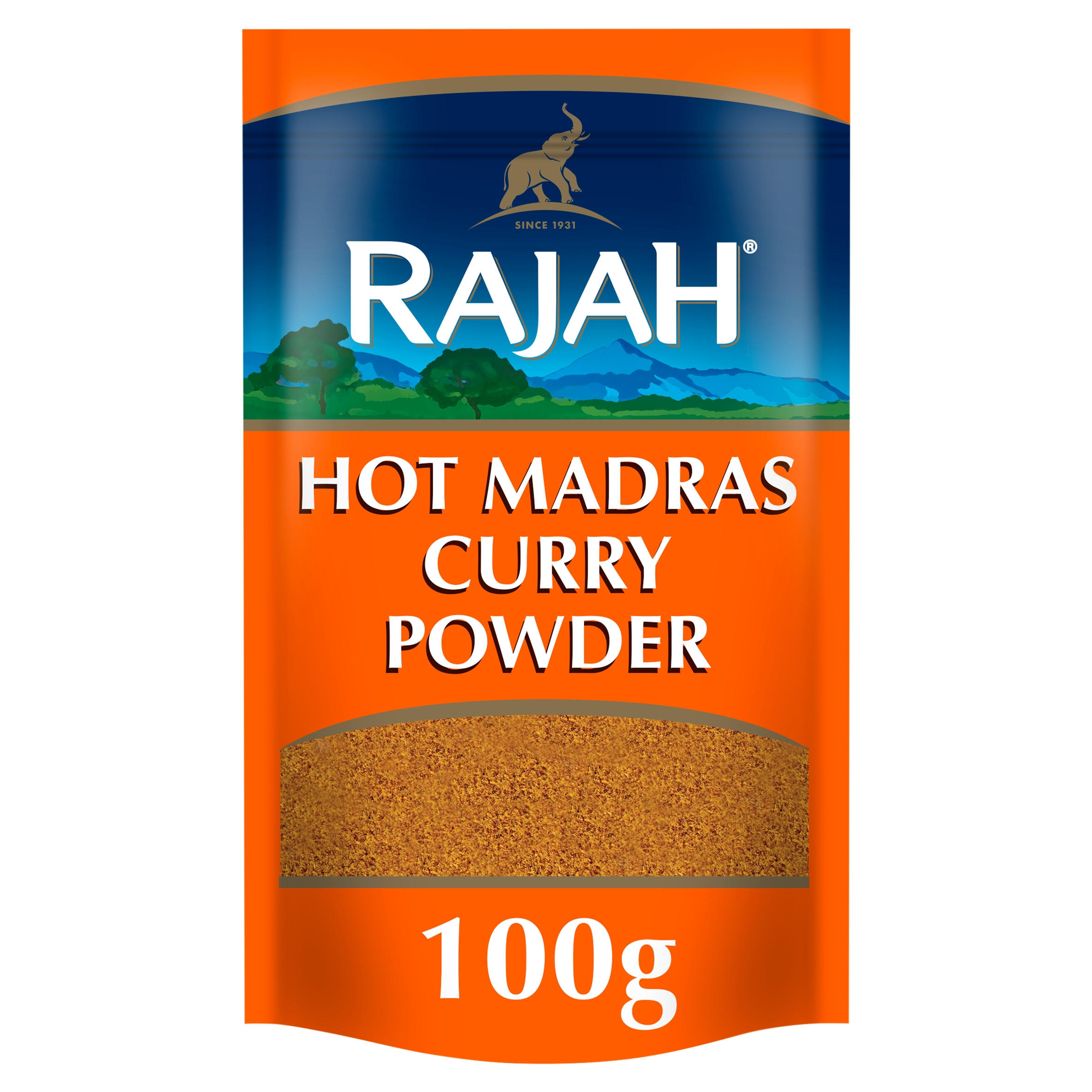Rajah Hot Madras Curry Powder Spice Blend 100g, folic acid free