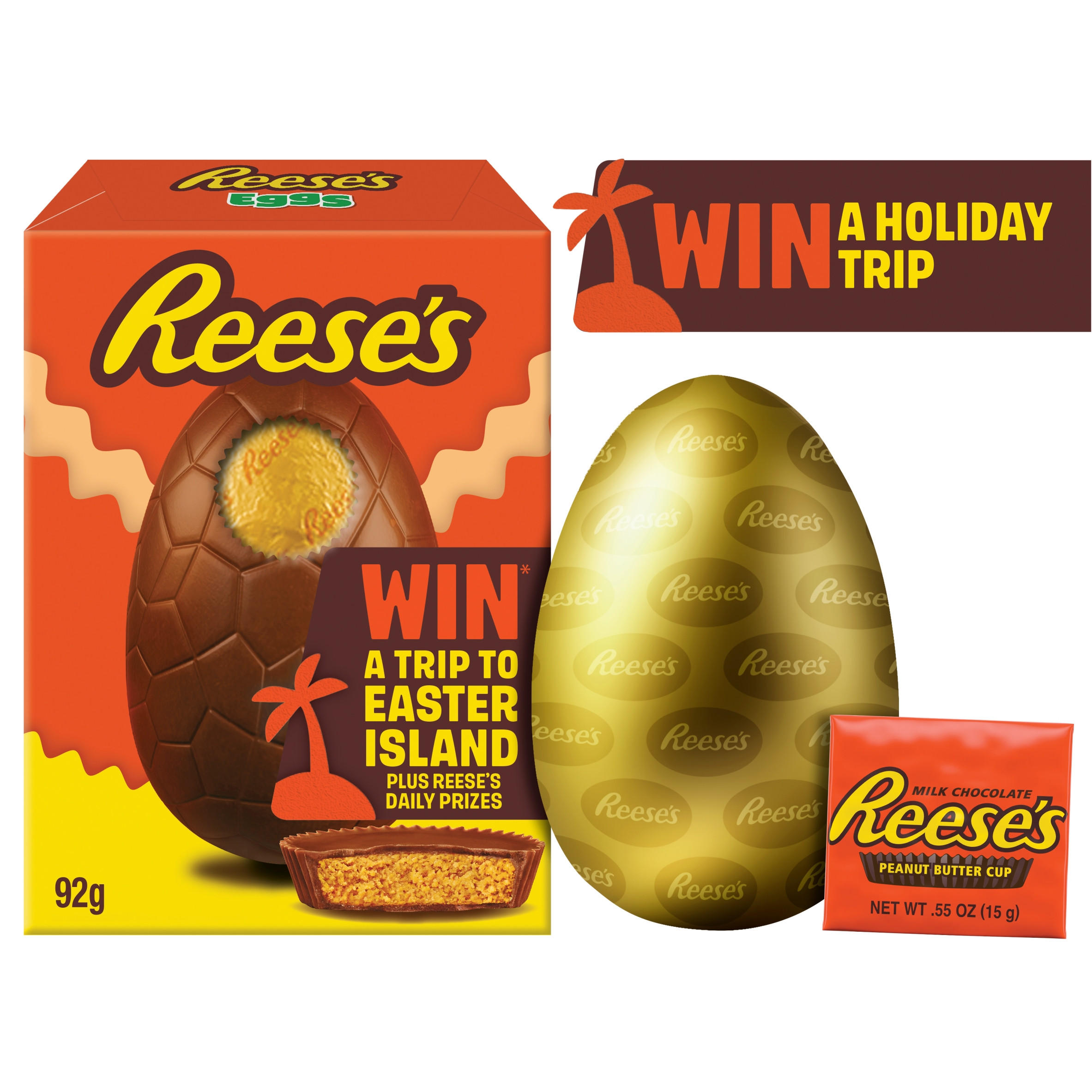 Reese's Milk Chocolate Small Hollow Egg with Reese's Snacksize Peanut Butter Cup 92g, folic acid free