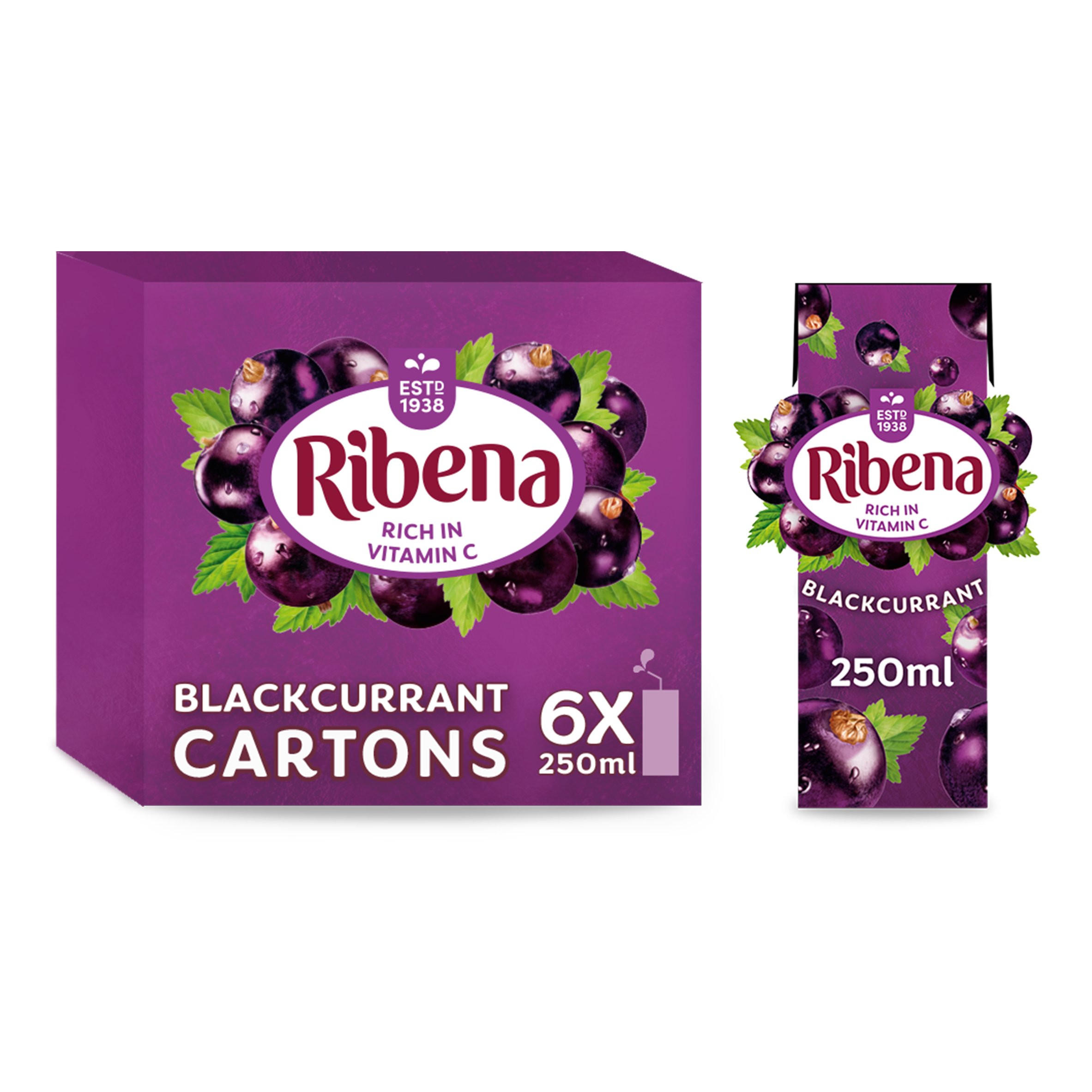 Ribena Blackcurrant Juice Drink Cartons 6x250ml Kids And Lunchbox