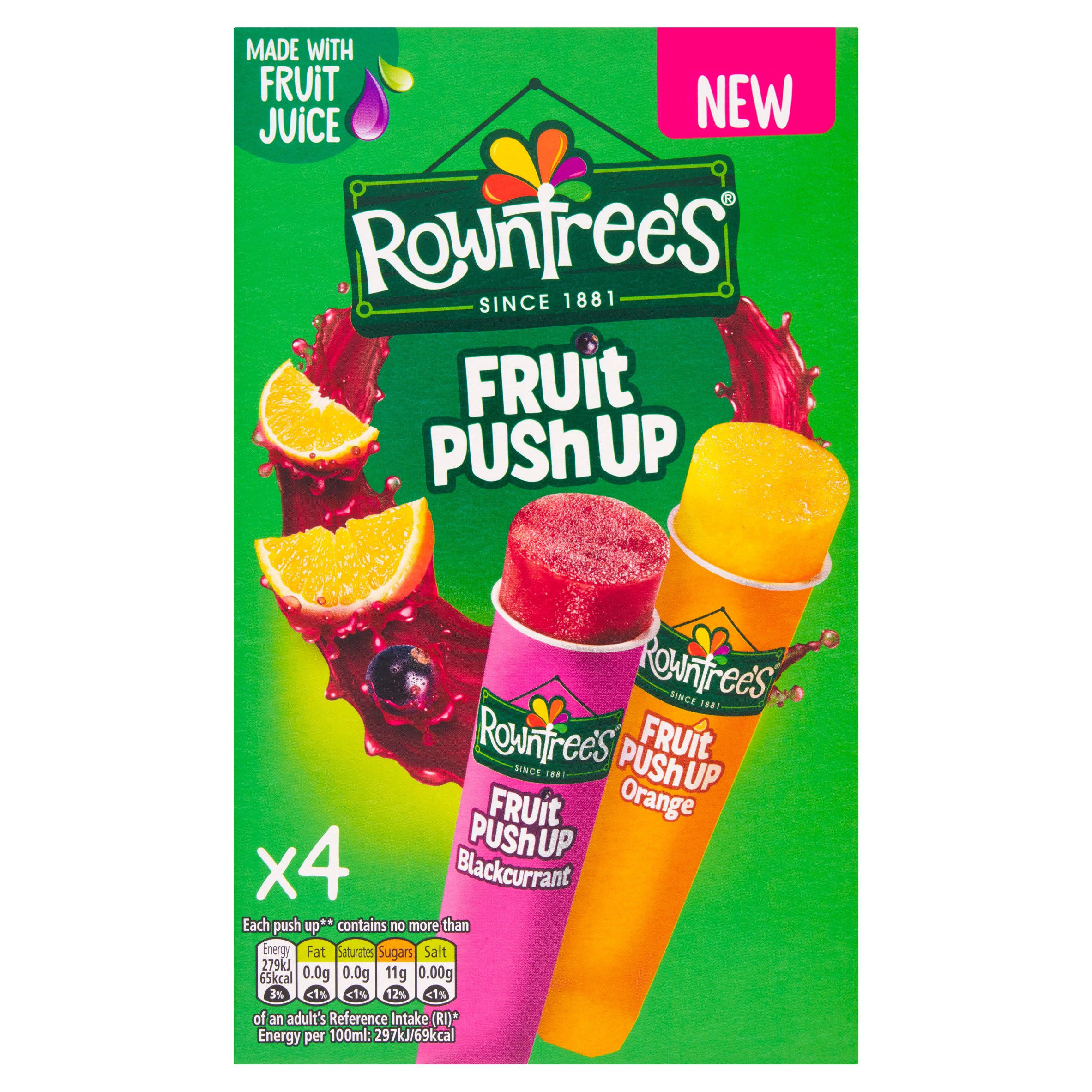 Rowntree's Fruit Push Up Blackcurrant & Orange 4x90ml Ice Lollies