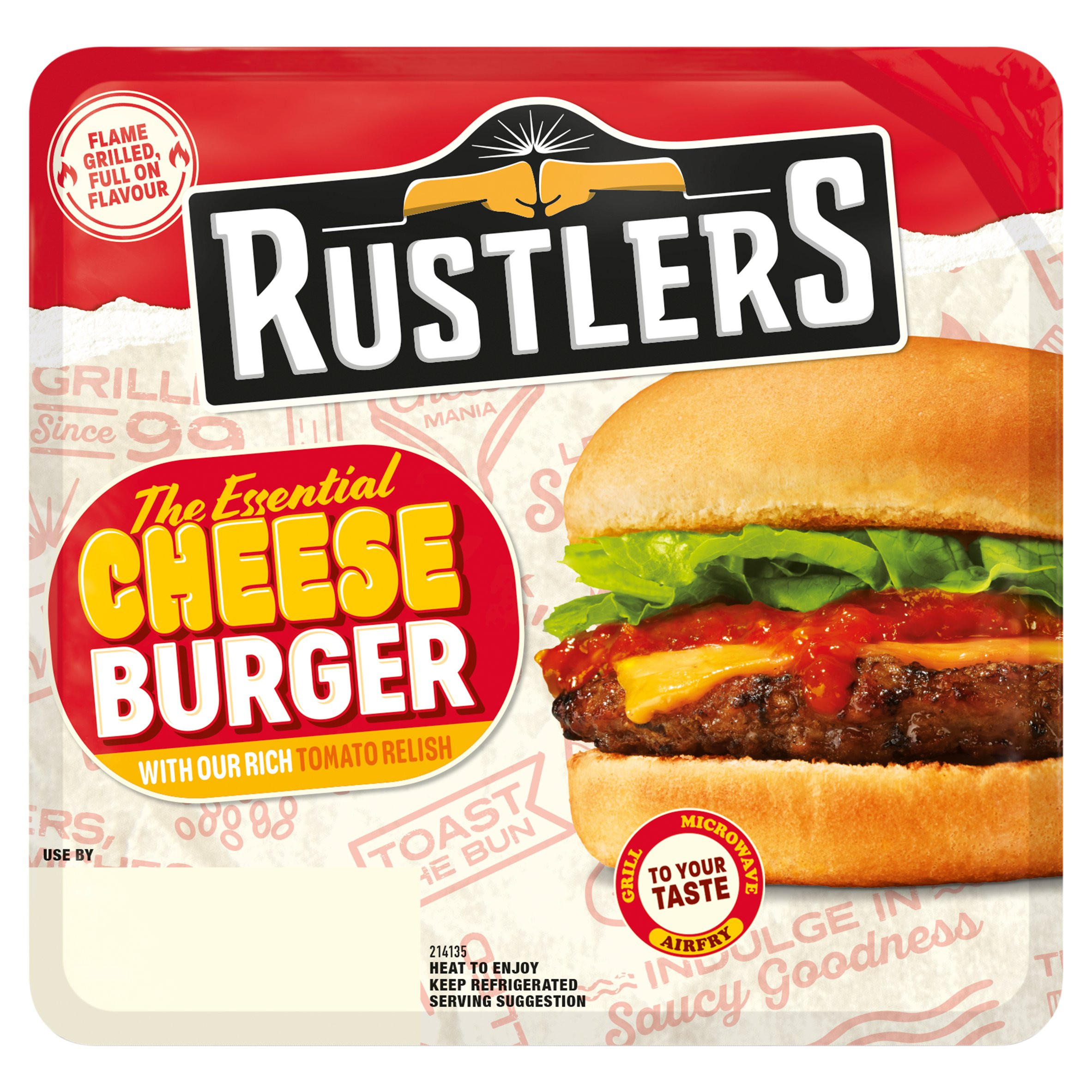Rustlers The Essential Cheese Burger with Our Rich Tomato Relish 166g