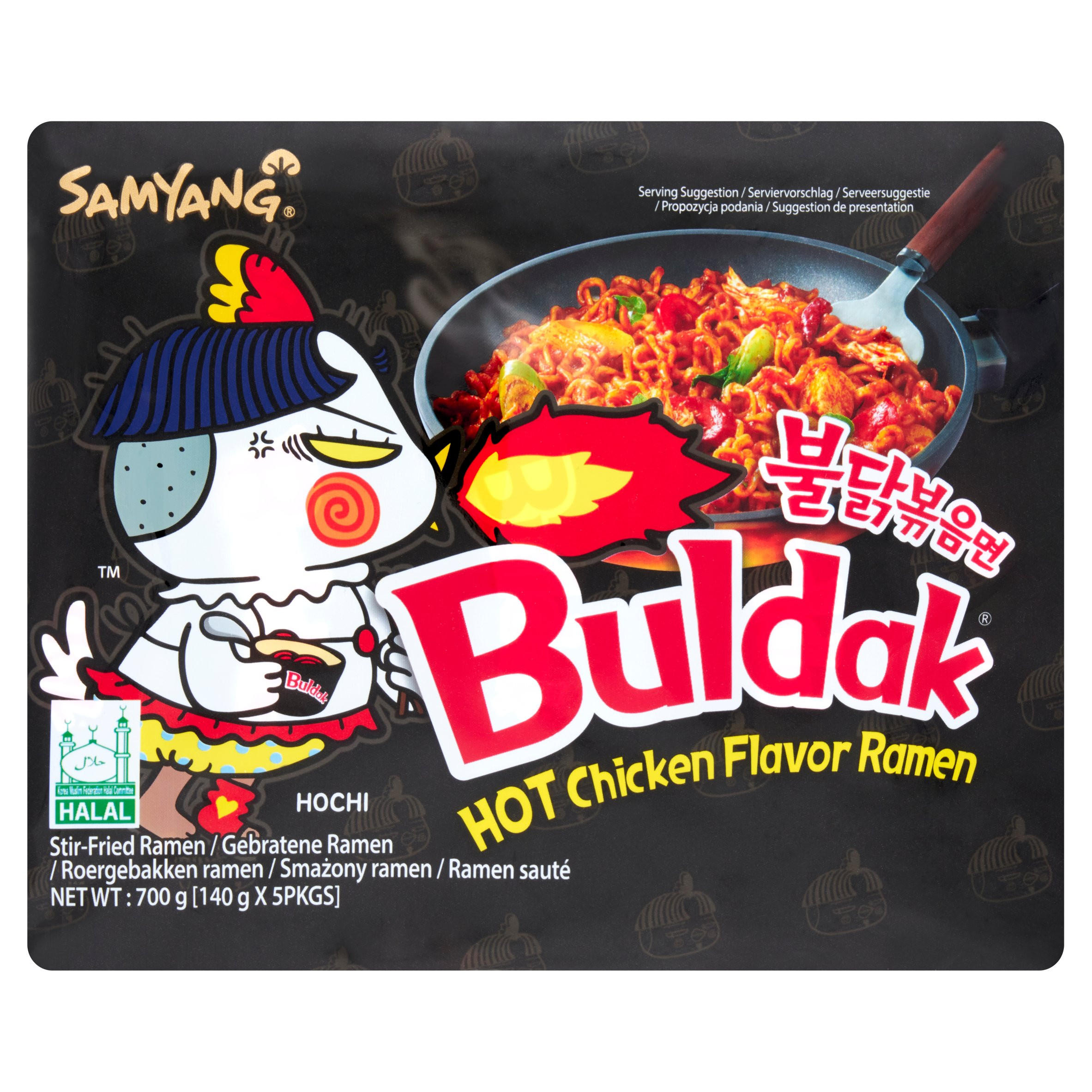 Samyang Buldak Hot Chicken Flavour Ramen 5 x 140g (700g), Noodles