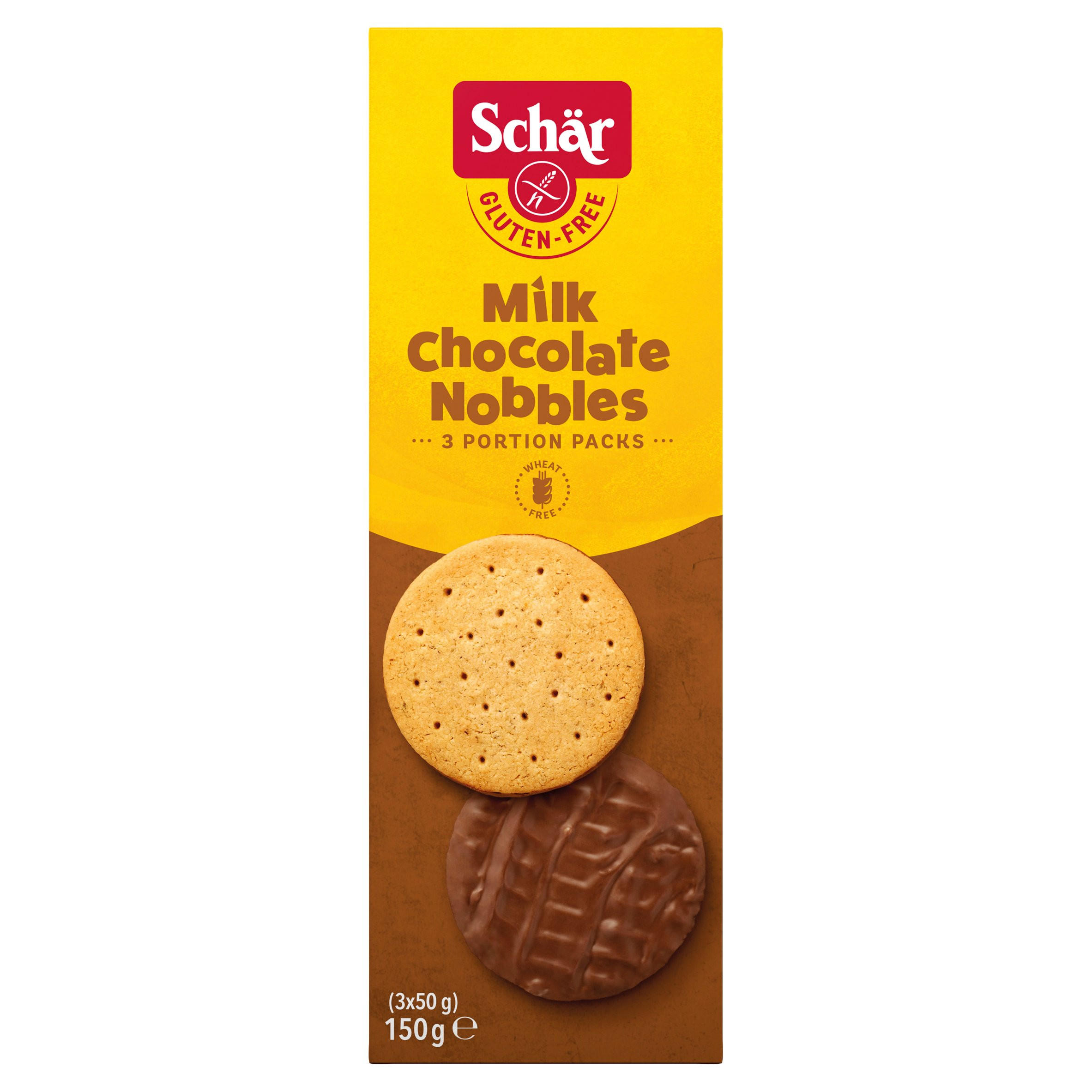 Schär Gluten-Free Milk Chocolate Nobbles 3 x 50g (150g), folic acid free