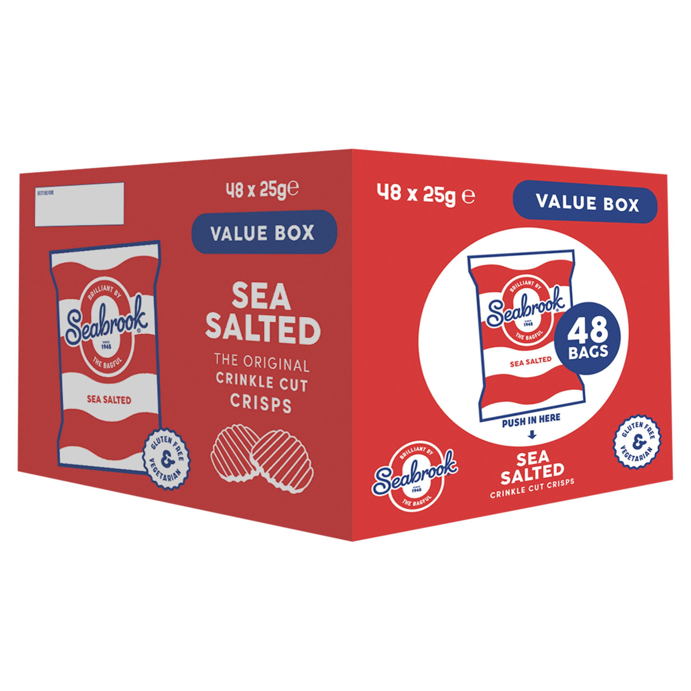 Seabrook Sea Salted The Original Crinkle Cut Crisps 48 x 25g, folic acid free