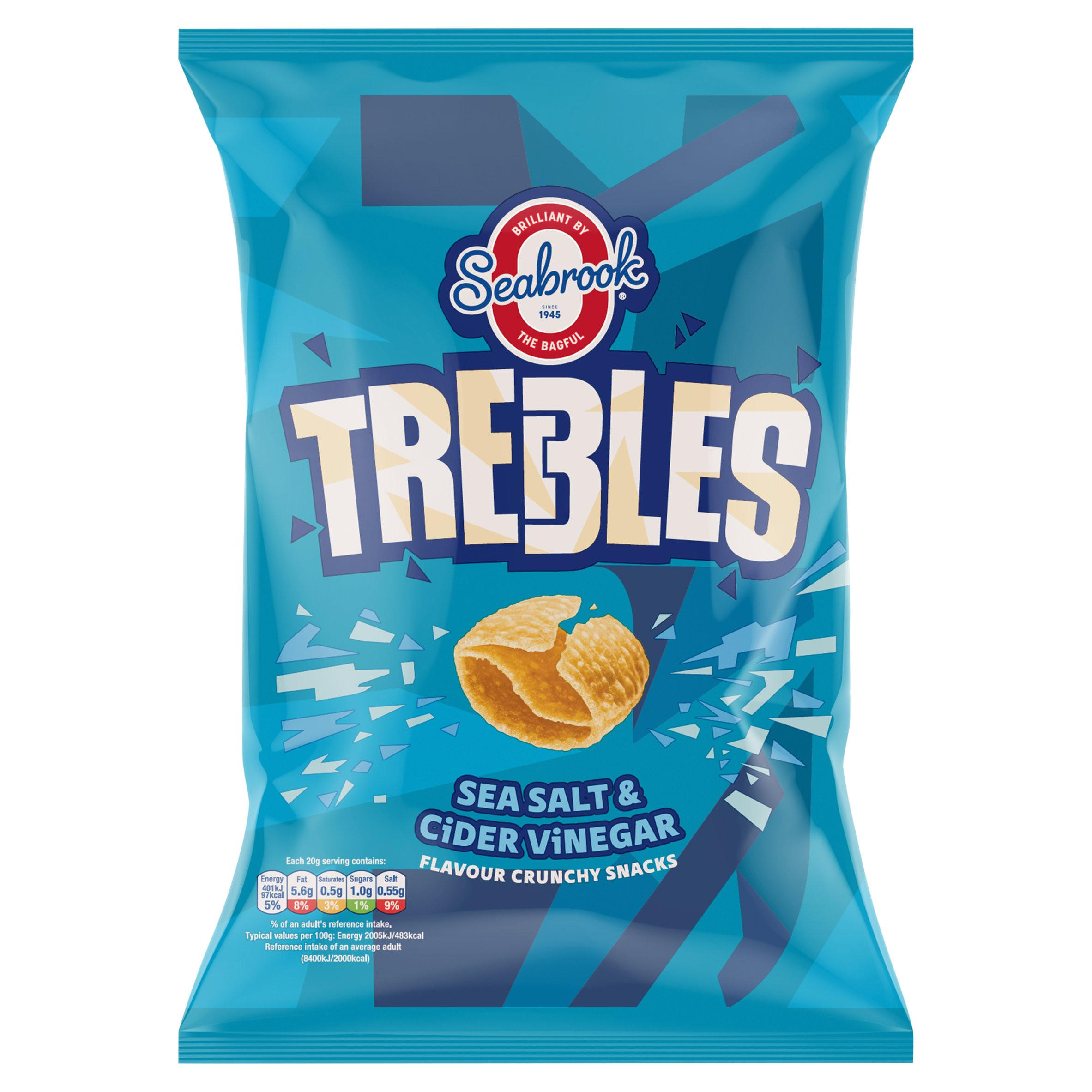 Trebles Sea Salt & Cider Vinegar Flavour Crunchy Snacks 120g