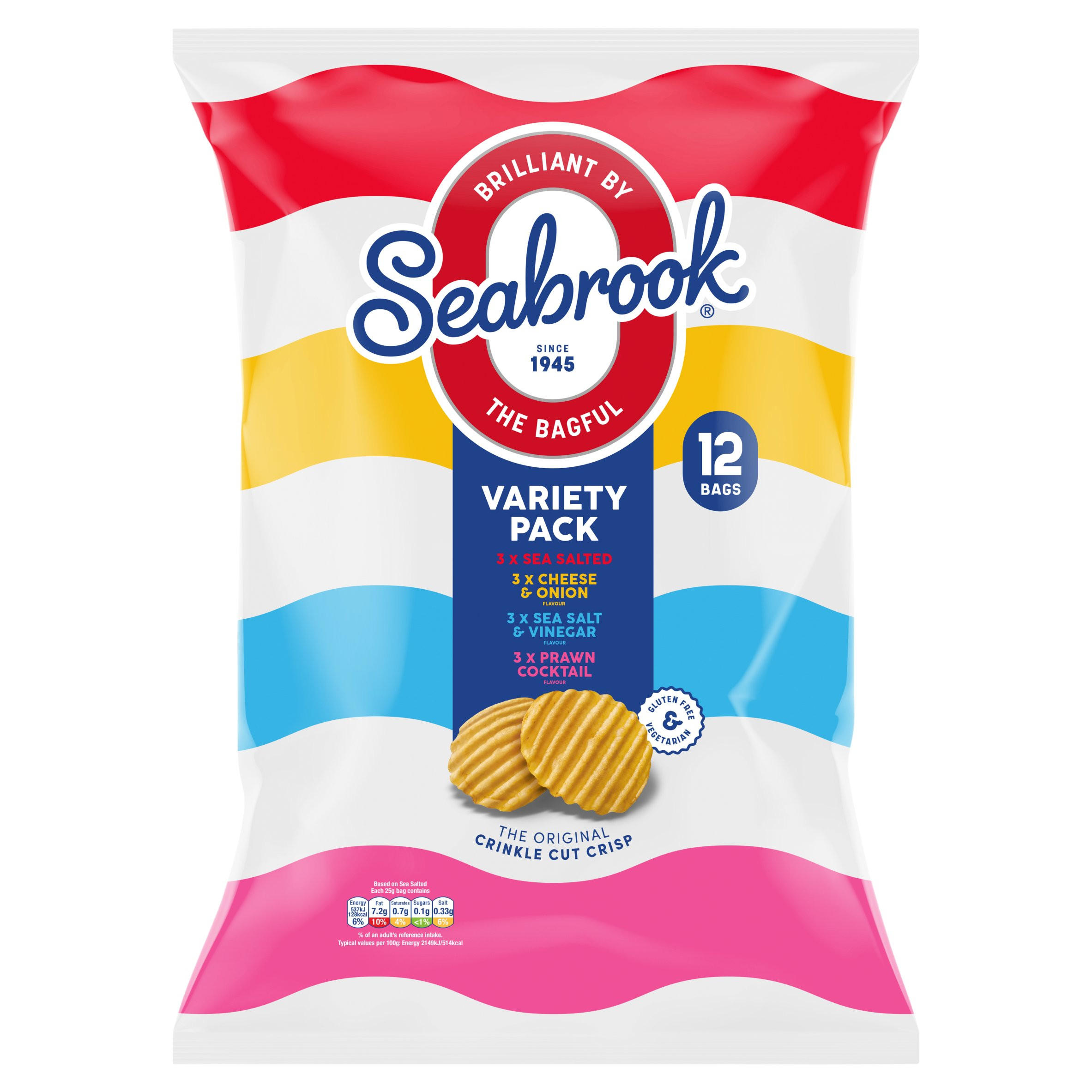 Seabrook Variety Pack 12 x 25g, folic acid free
