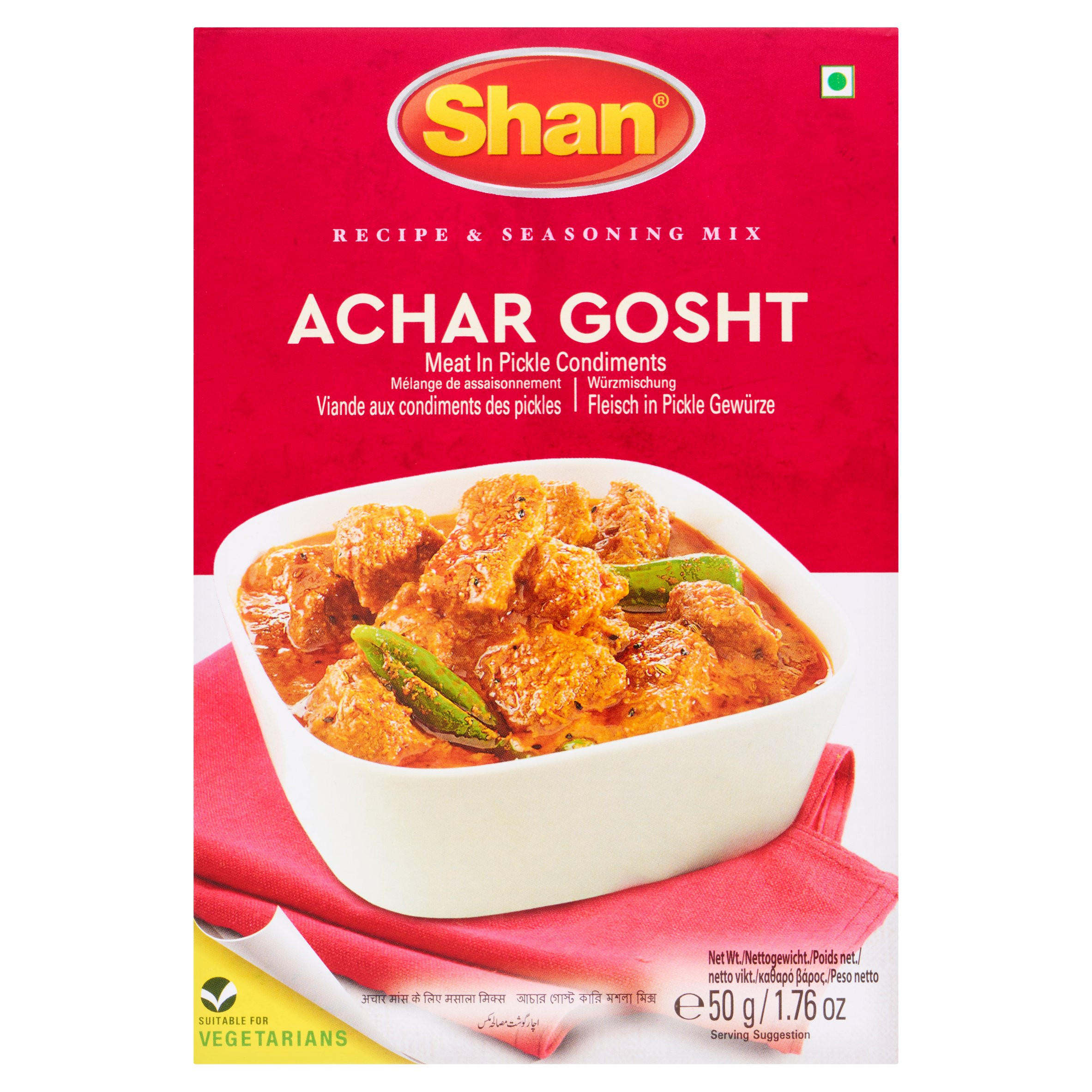 Shan Achar Gosht Meat in Pickle Condiments Recipe & Seasoning Mix 50g, folic acid free