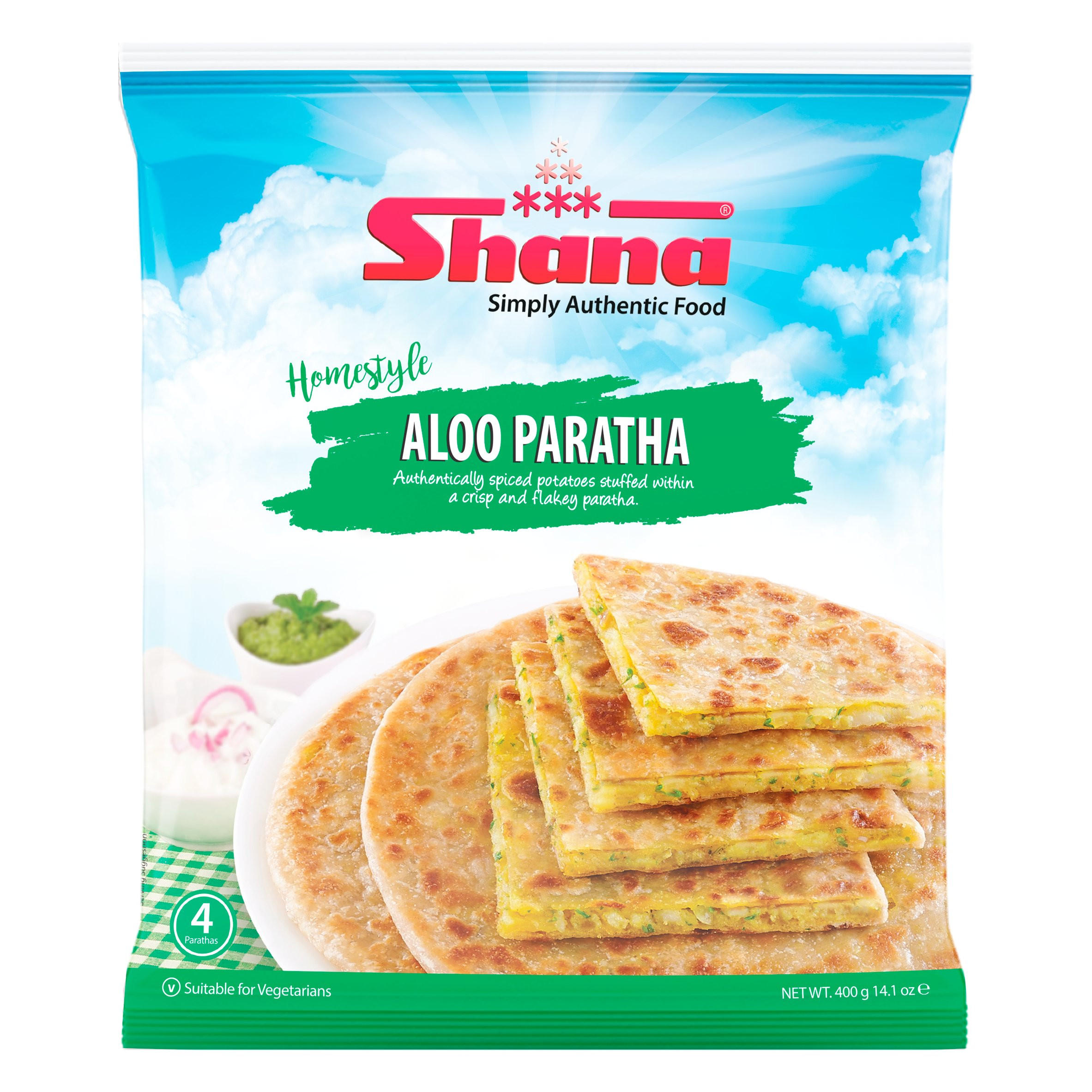 Shana Homestyle Aloo Stuffed Paratha 4 Pieces 400g | Wraps, Bagels ...