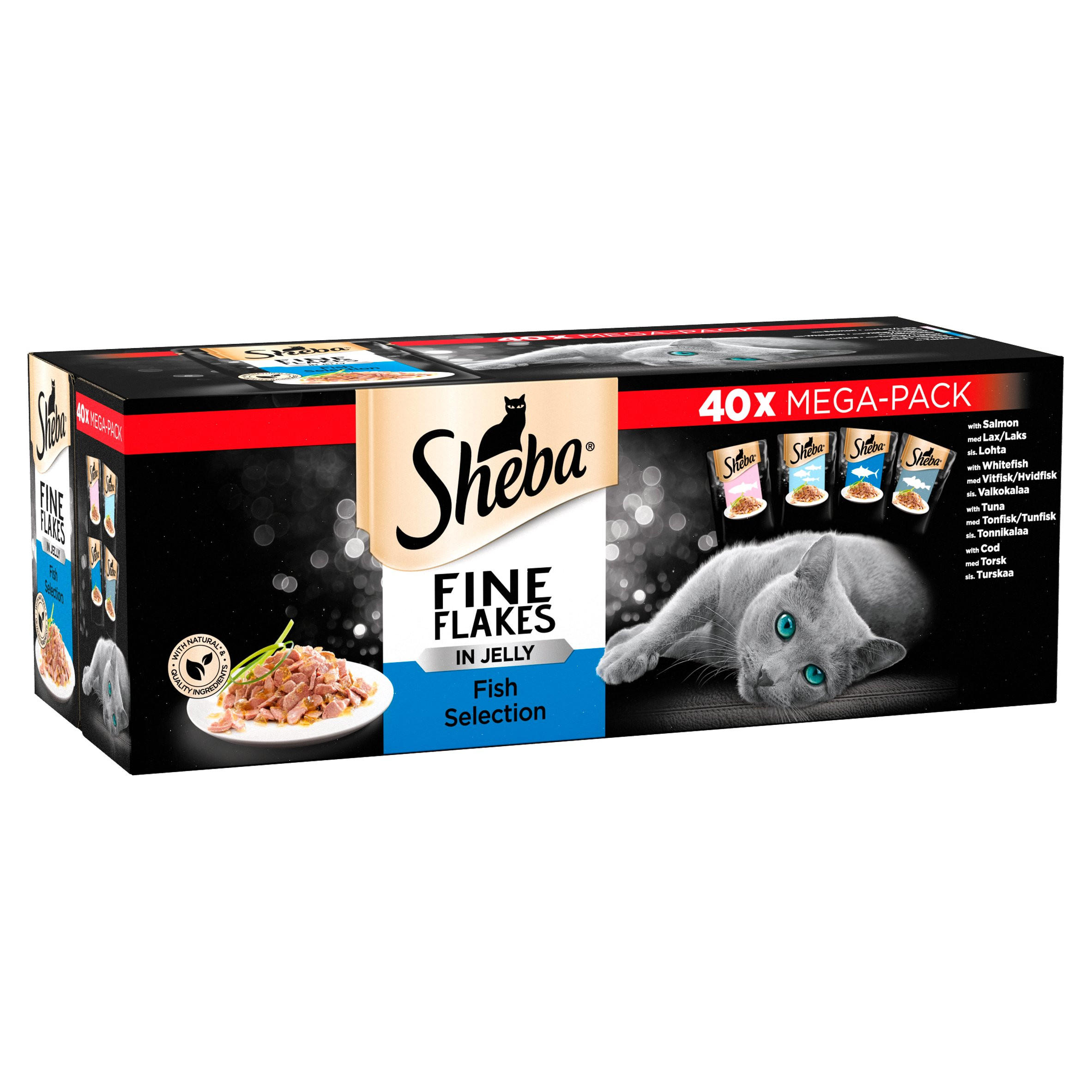 Sheba Fine Flakes Adult 1+ Wet Cat Food Pouches Fish Selection in Jelly