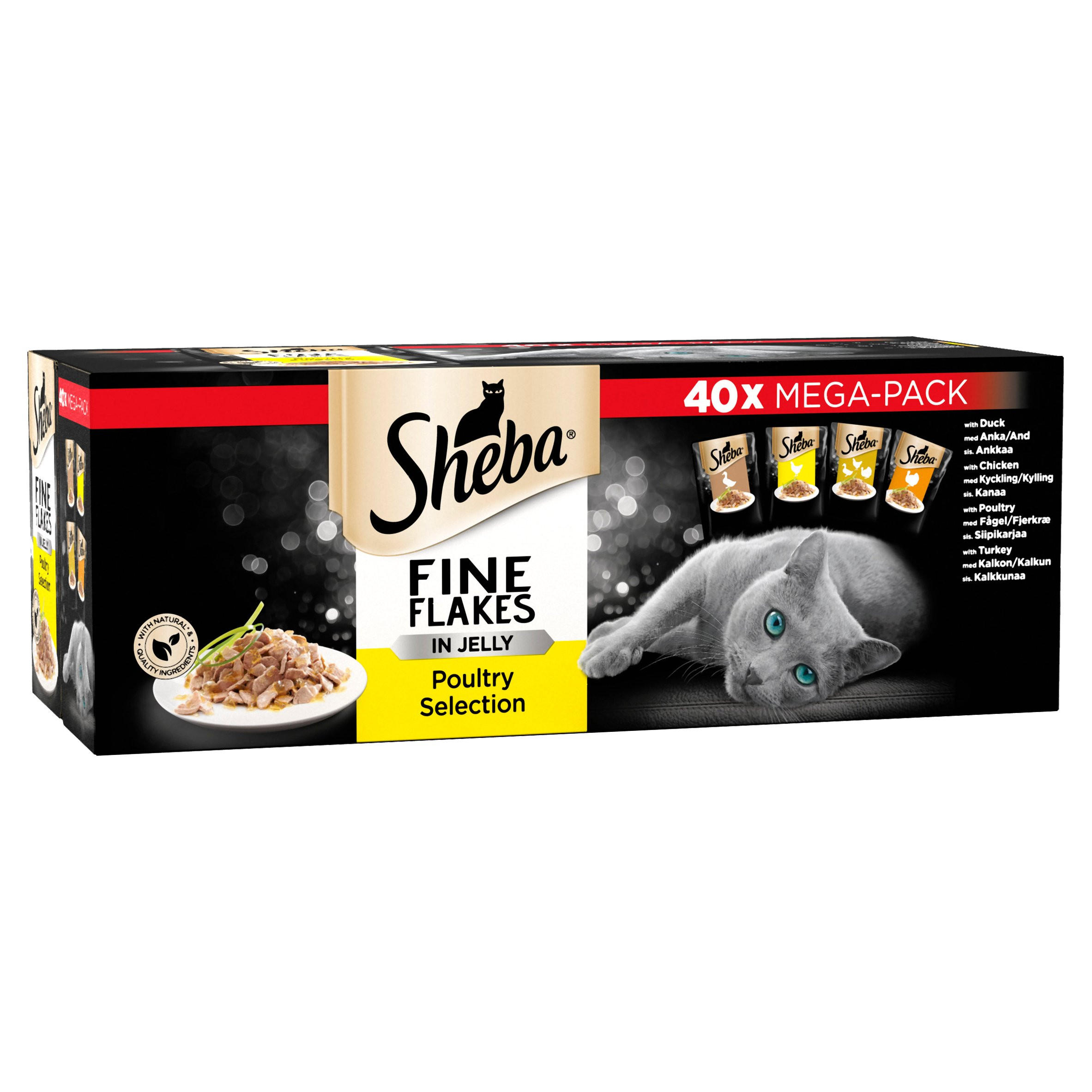 Sheba Fine Flakes Adult 1+ Wet Cat Food Pouches Poultry Selection In