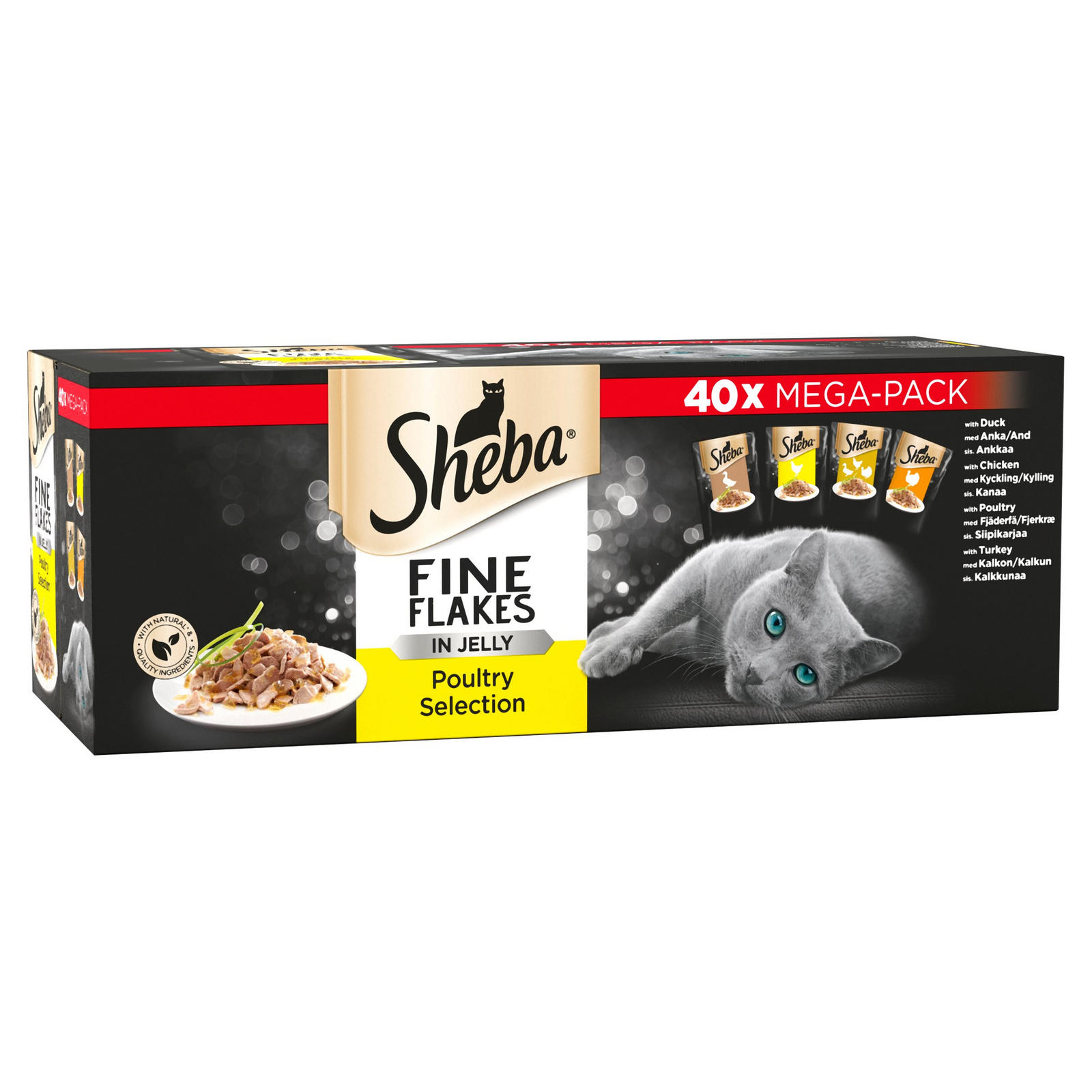 Sheba Fine Flakes Cat Food Pouches Poultry in Jelly Mega Pack 40 x 85g ...