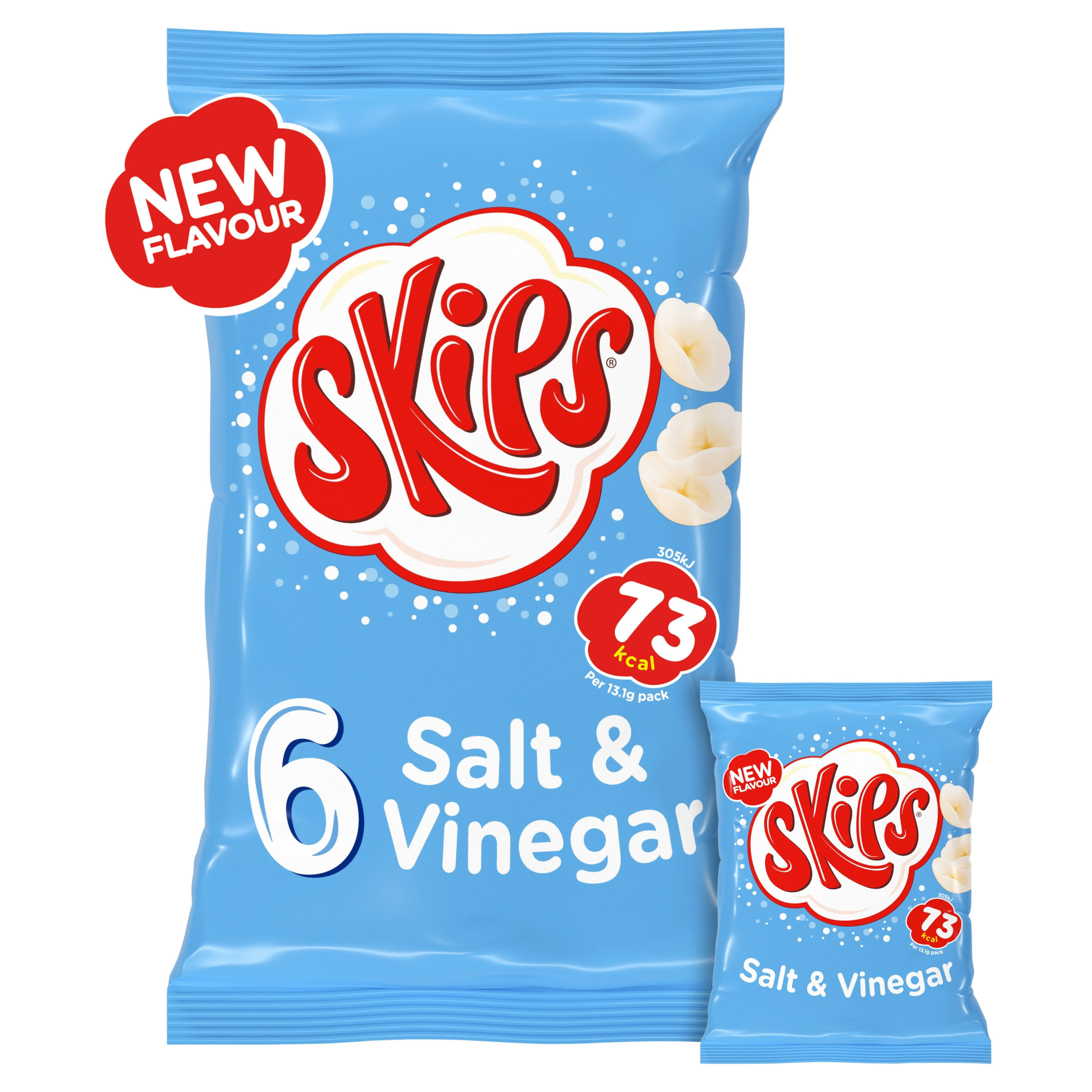 Skips Salt & Vinegar Multipack Crisps 6 Pack, folic acid free