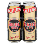 Skol Super Strong Lager Beer 4 X 500ml Cans Beer Iceland Foods