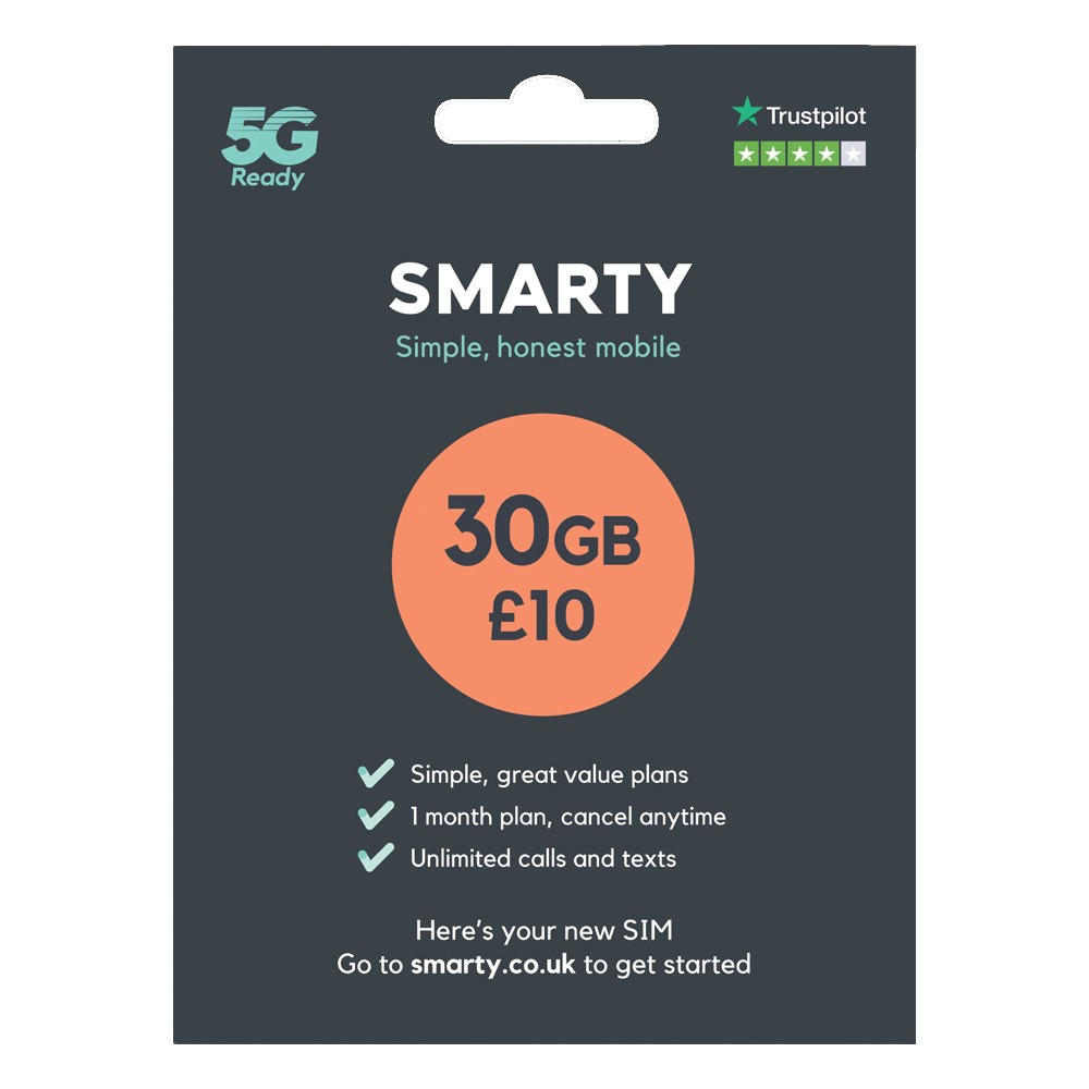 SMARTY Sim 30GB Data for £10 Sim Cards Iceland Foods