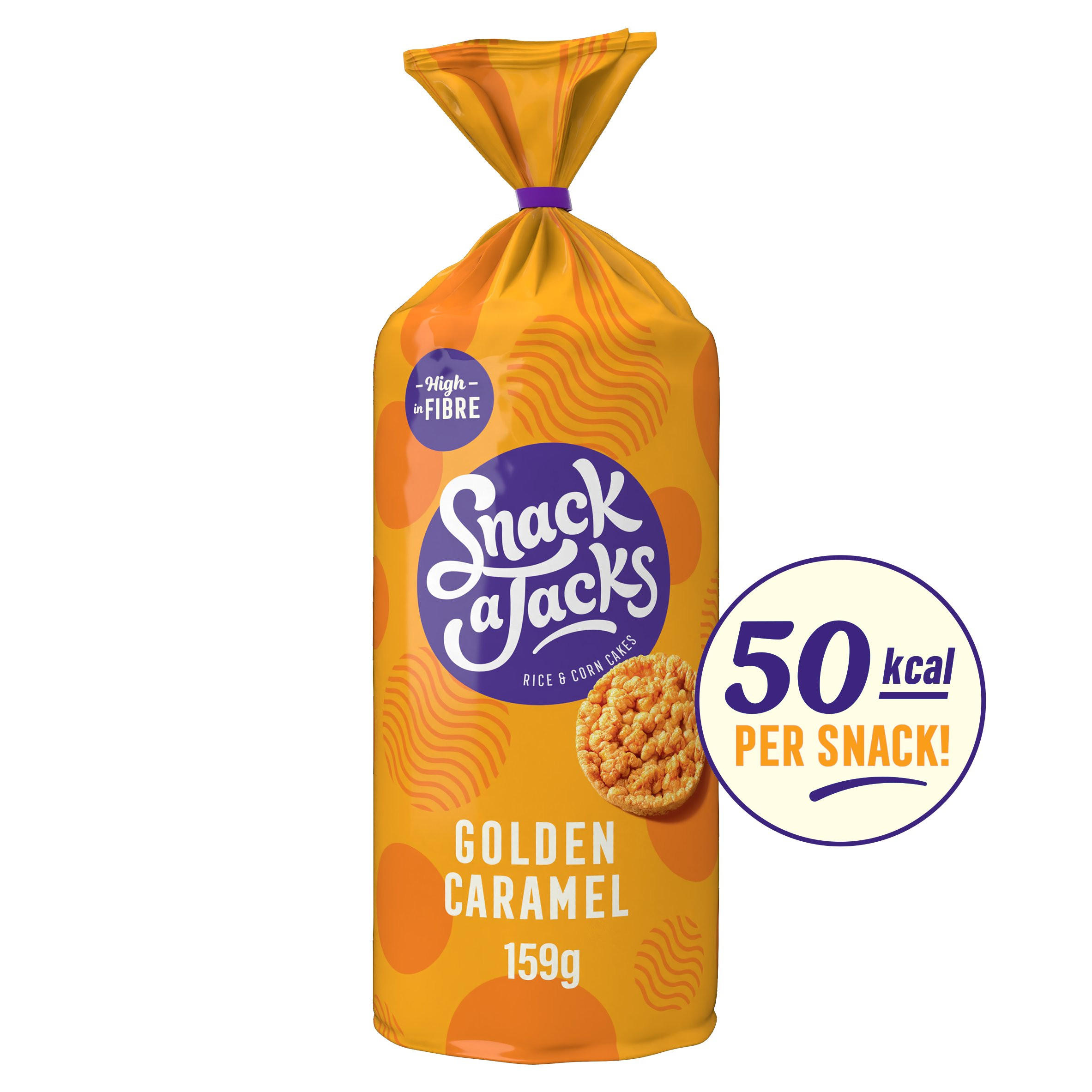 Snack a Jacks Jumbo Caramel Sharing Rice Cake Crisps 159g, folic acid free