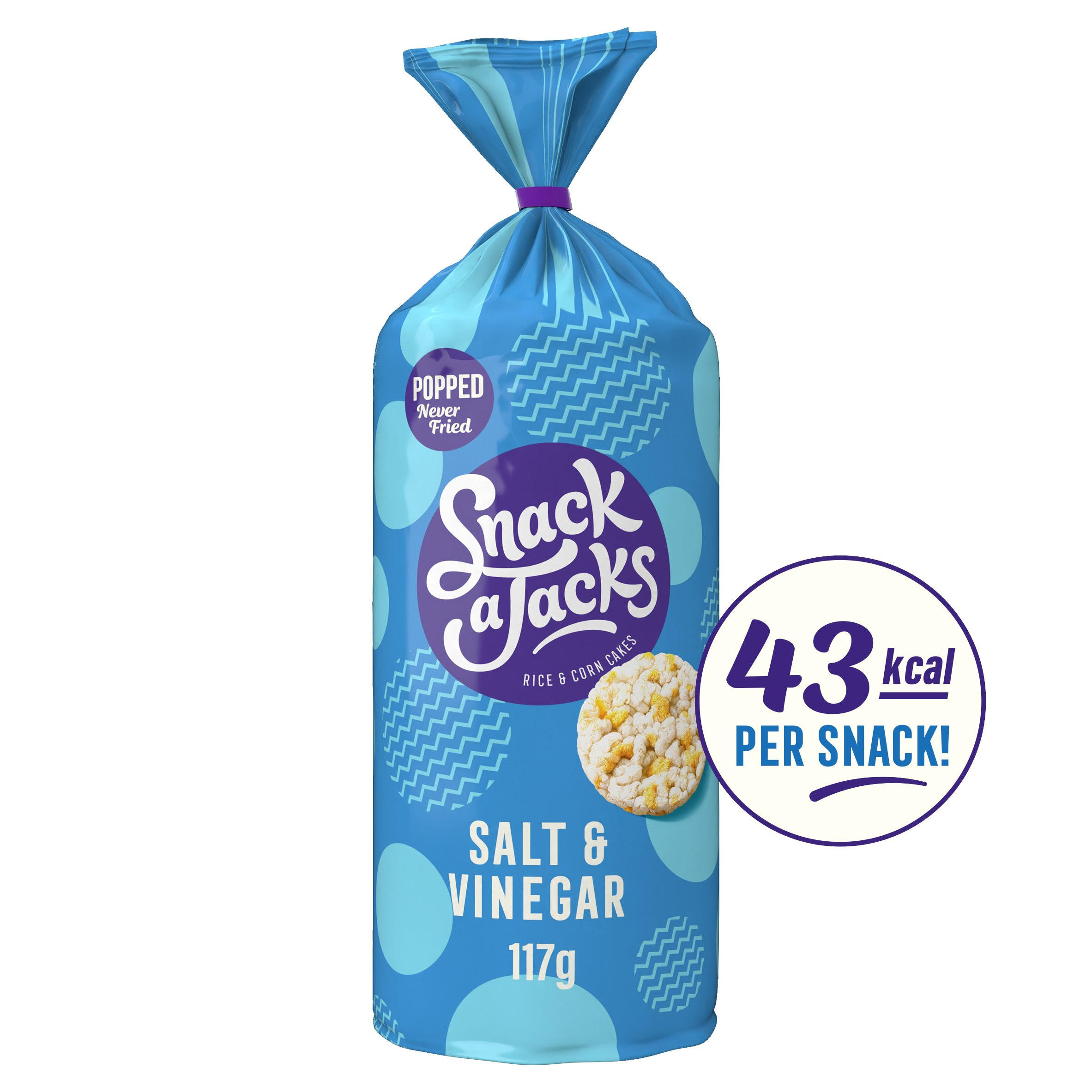 Snack a Jacks Jumbo Salt & Vinegar Rice Cakes Sharing Crisps 117g, folic acid free