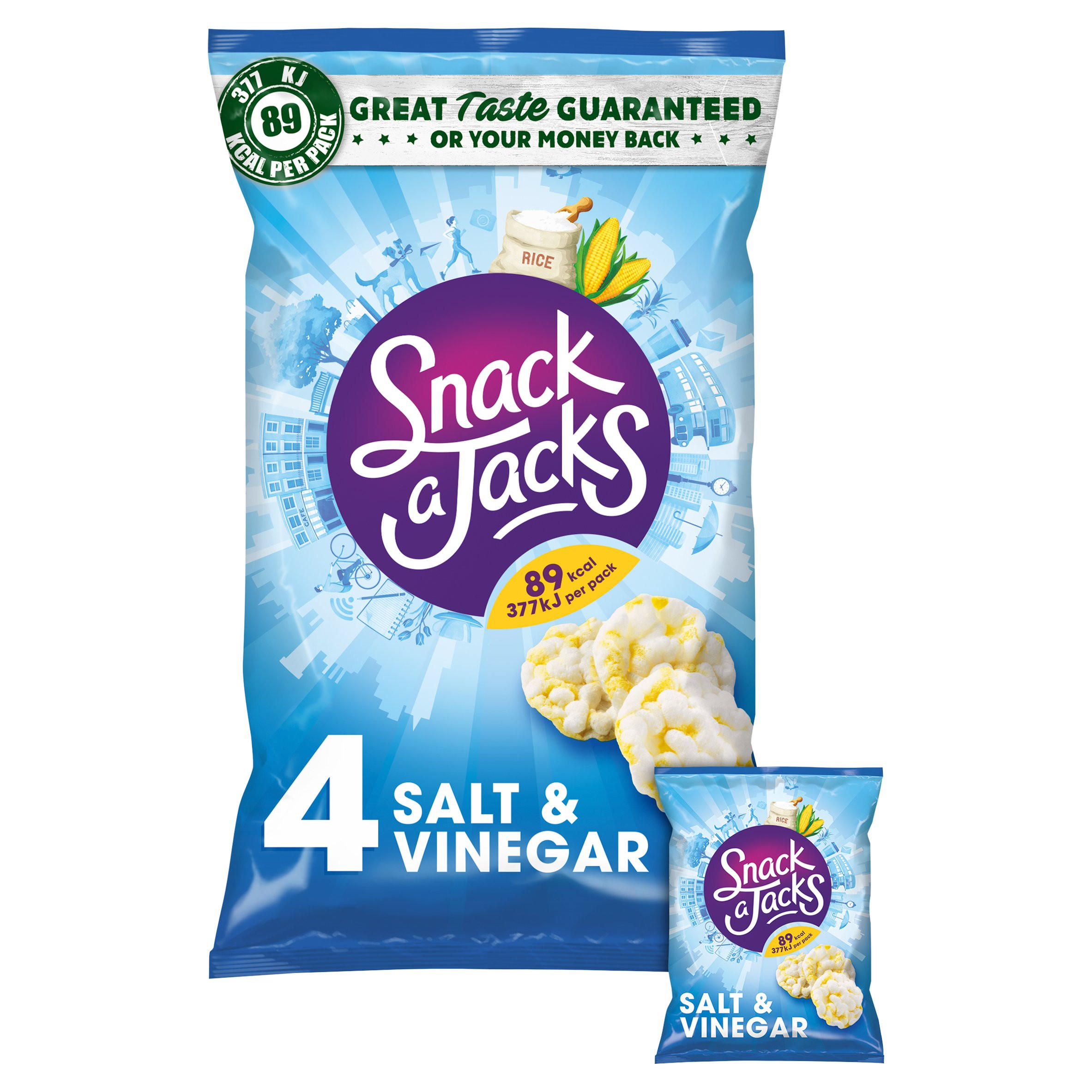 Snack a Jacks Salt & Vinegar Rice Cakes 4x22g Multipack Crisps