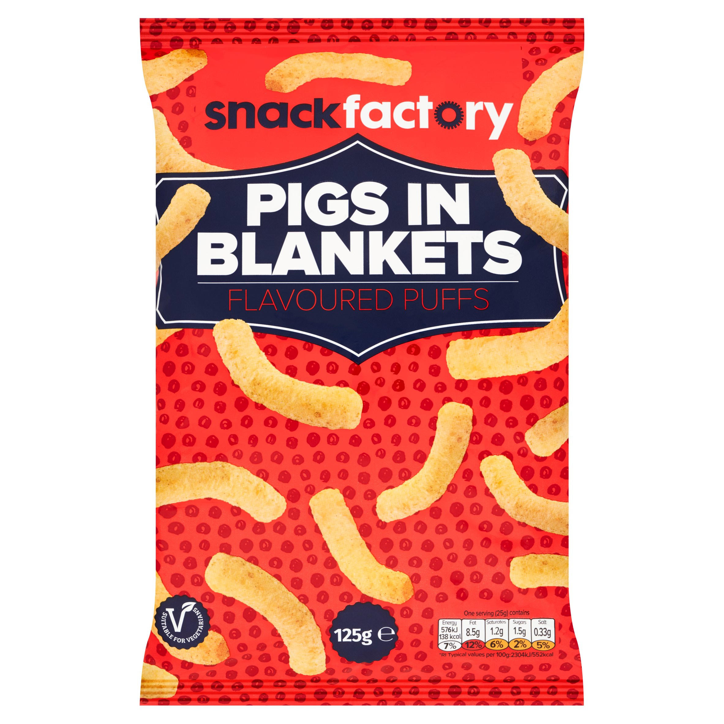 Snack Factory Pigs in Blanket Flavoured Puffs 125g Sharing Crisps