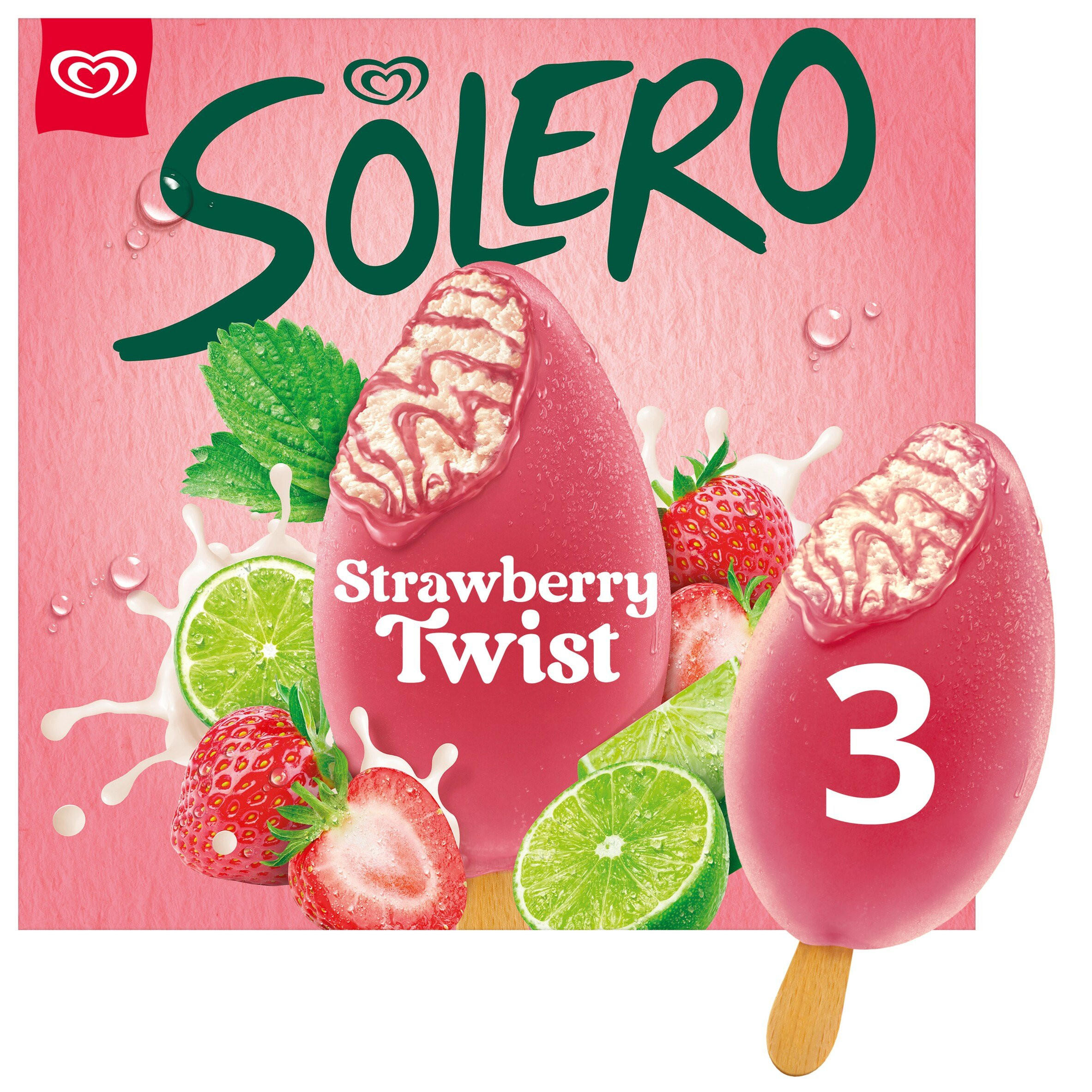 Solero  Ice Cream Sticks Strawberry Twist 3x 90 ml