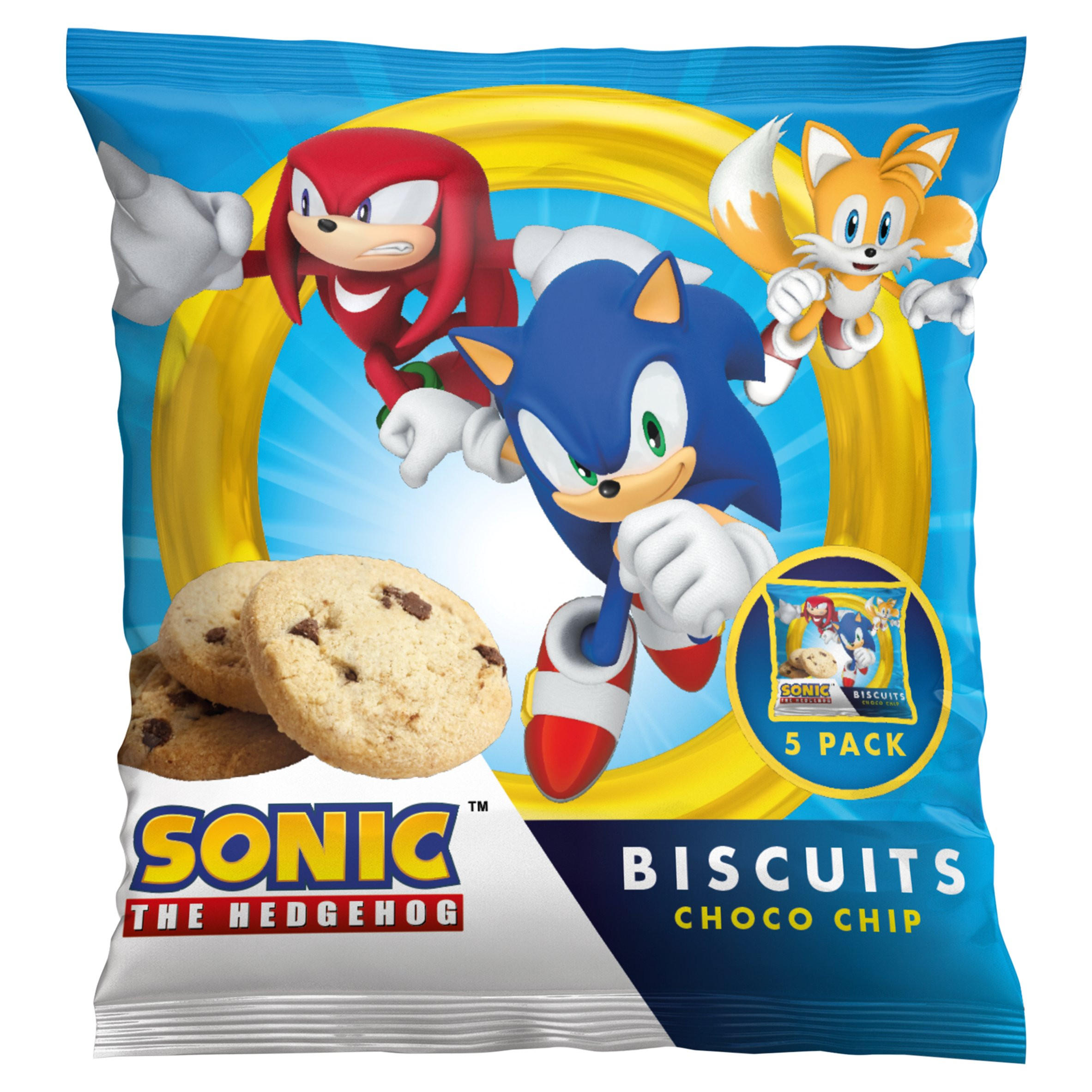 Sonic The Hedgehog Mini Cookies with Chocolate Chips 5 x 20g (100g)
