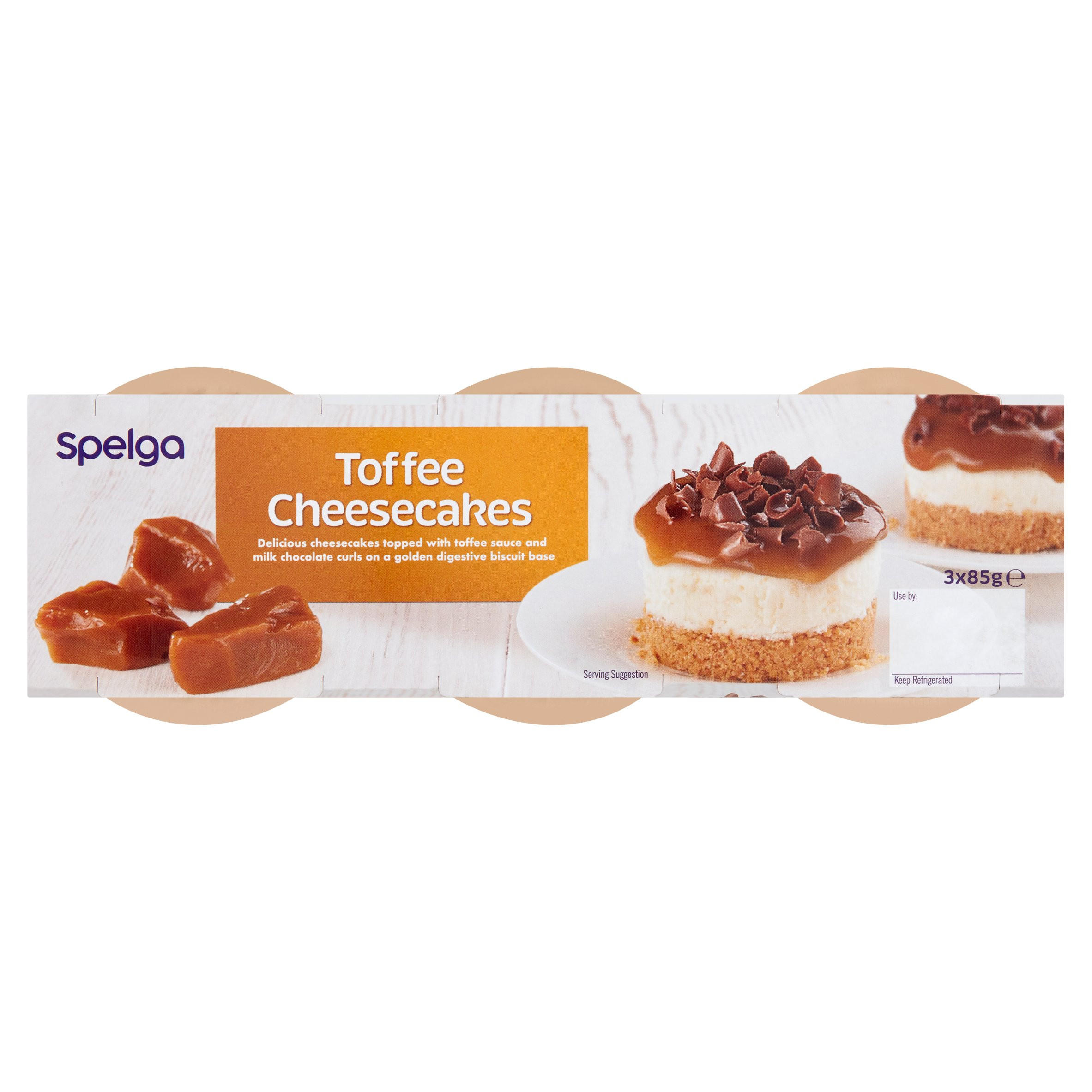 Spelga Toffee Cheesecakes 3 x 85g Chilled Desserts Iceland Foods