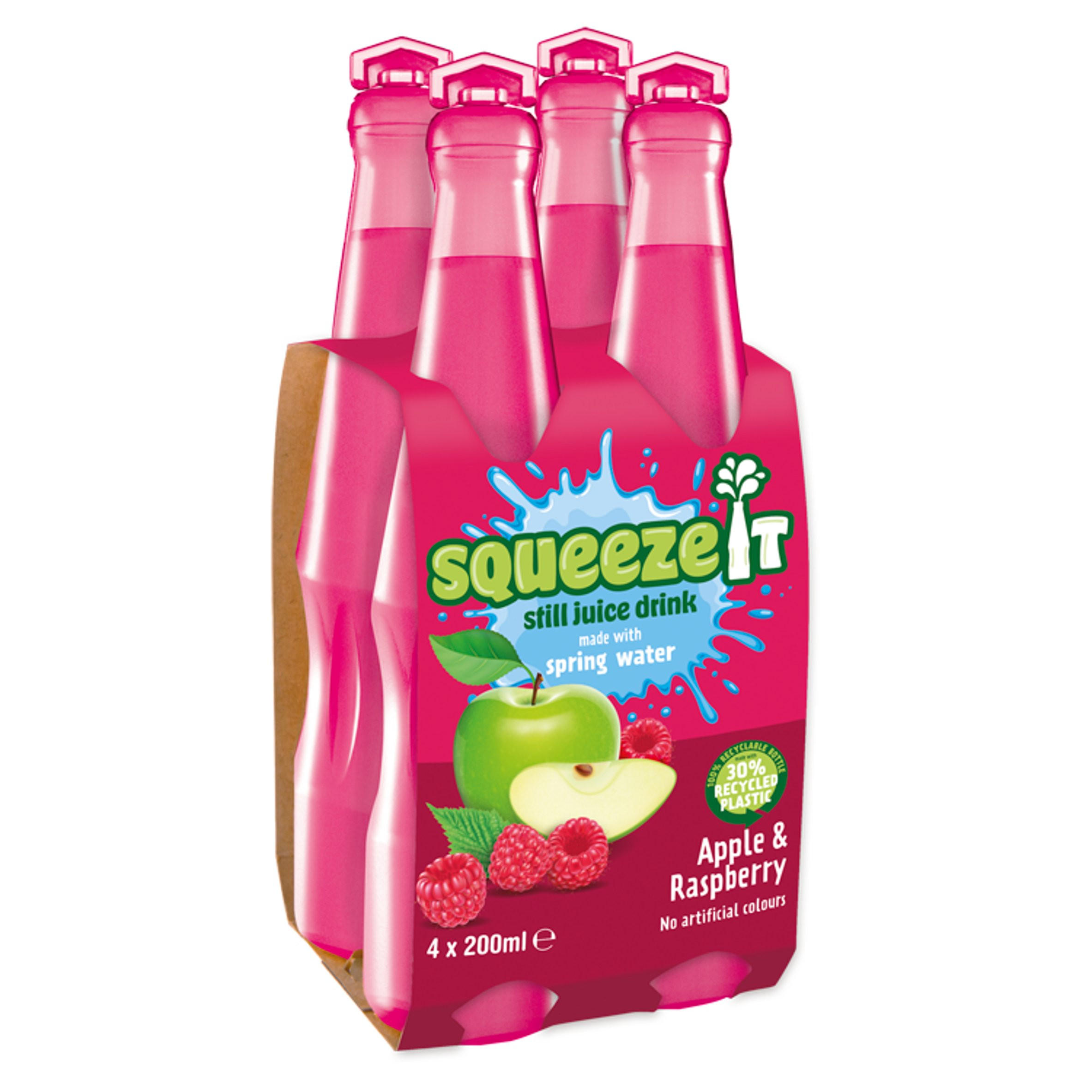 Squeeze It Still Juice Drink Apple & Raspberry 4 x 200ml | Squash ...