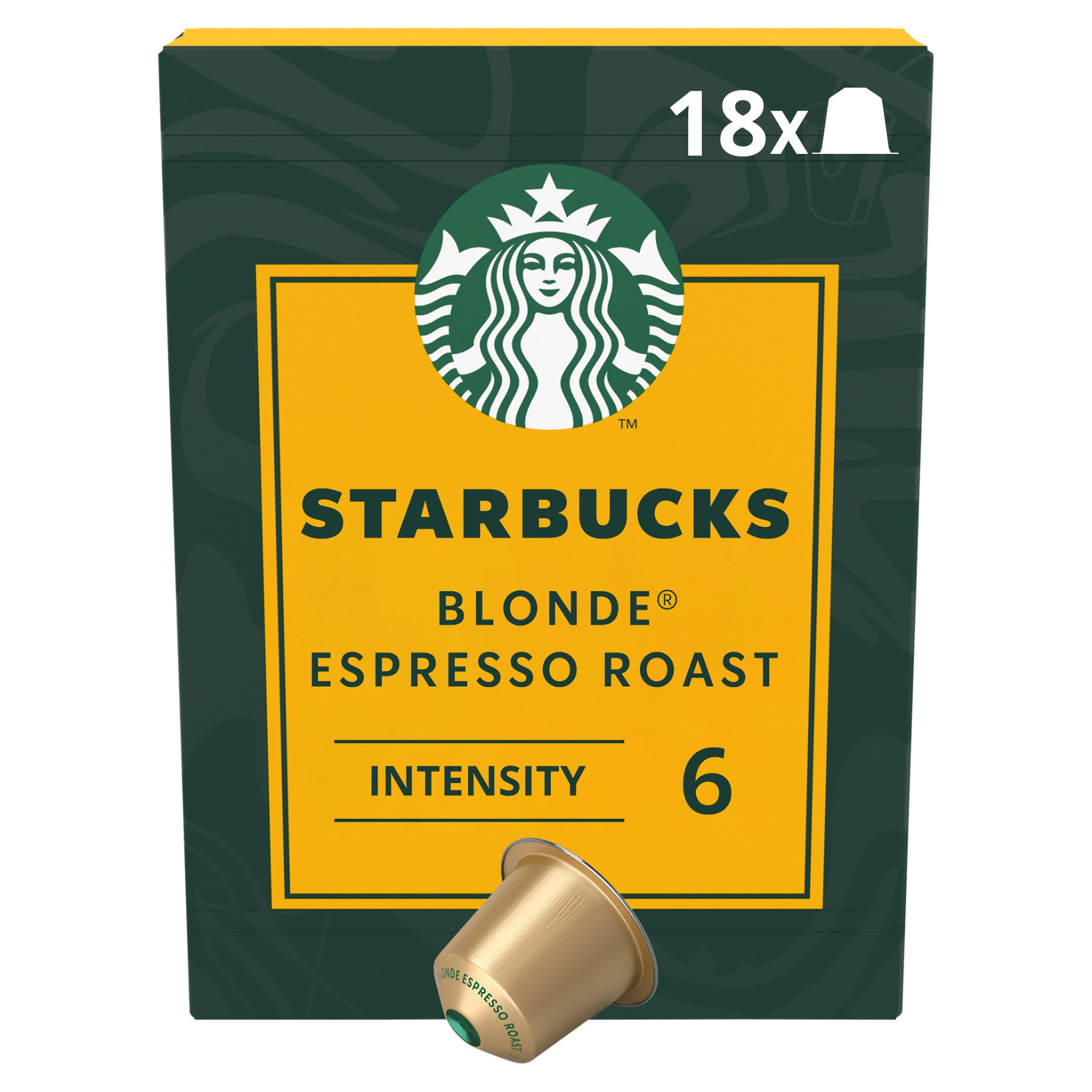 Starbucks BLONDE Espresso Roast by NESPRESSO Coffee Pods, Blonde Roast, 94g box of 18