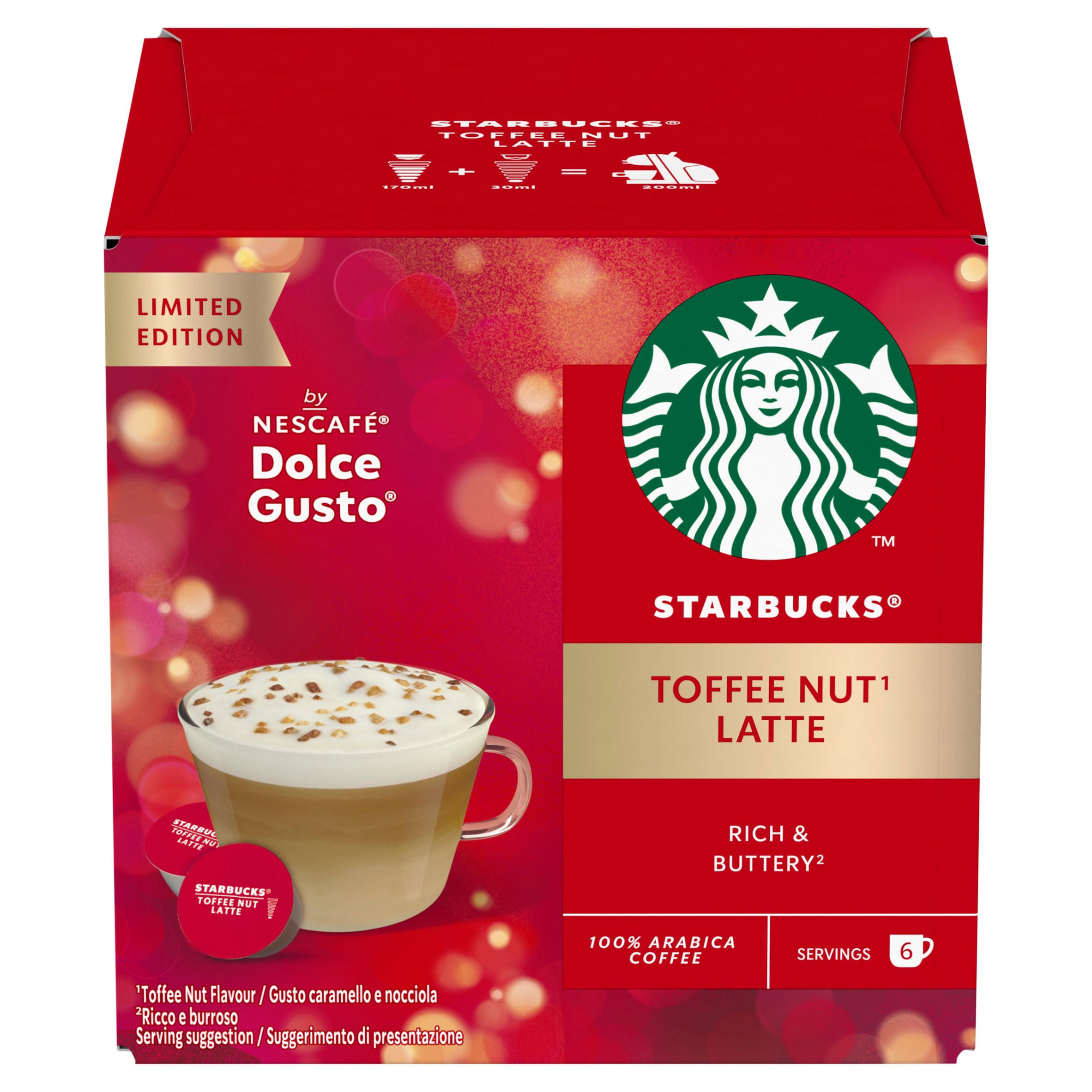 Starbucks® Limited Edition Toffee Nut Latte By Nescafé Dolce Gusto, Coffee Pods x12 (6 Servings)