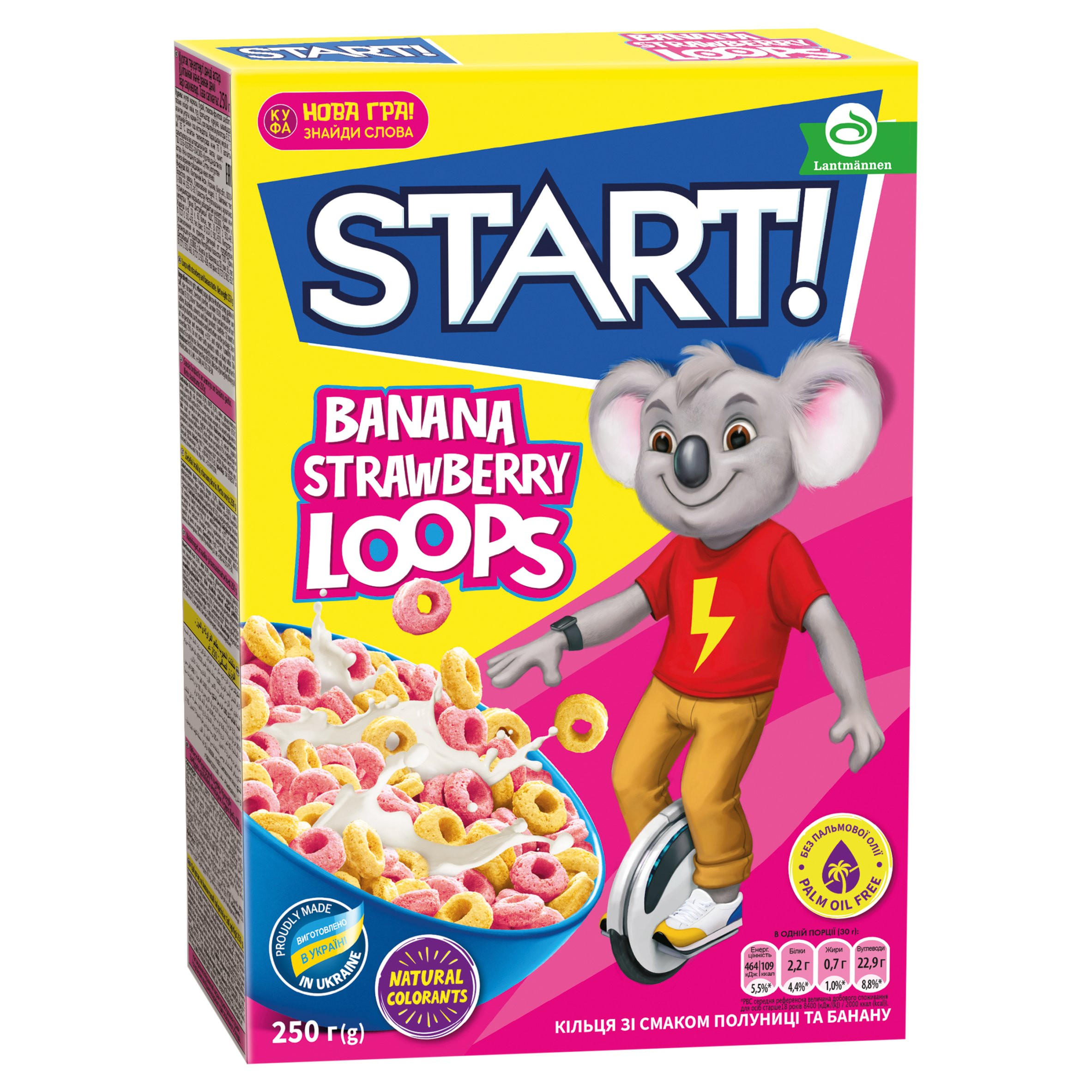 Start! Banana Strawberry Loops 250g, folic acid free