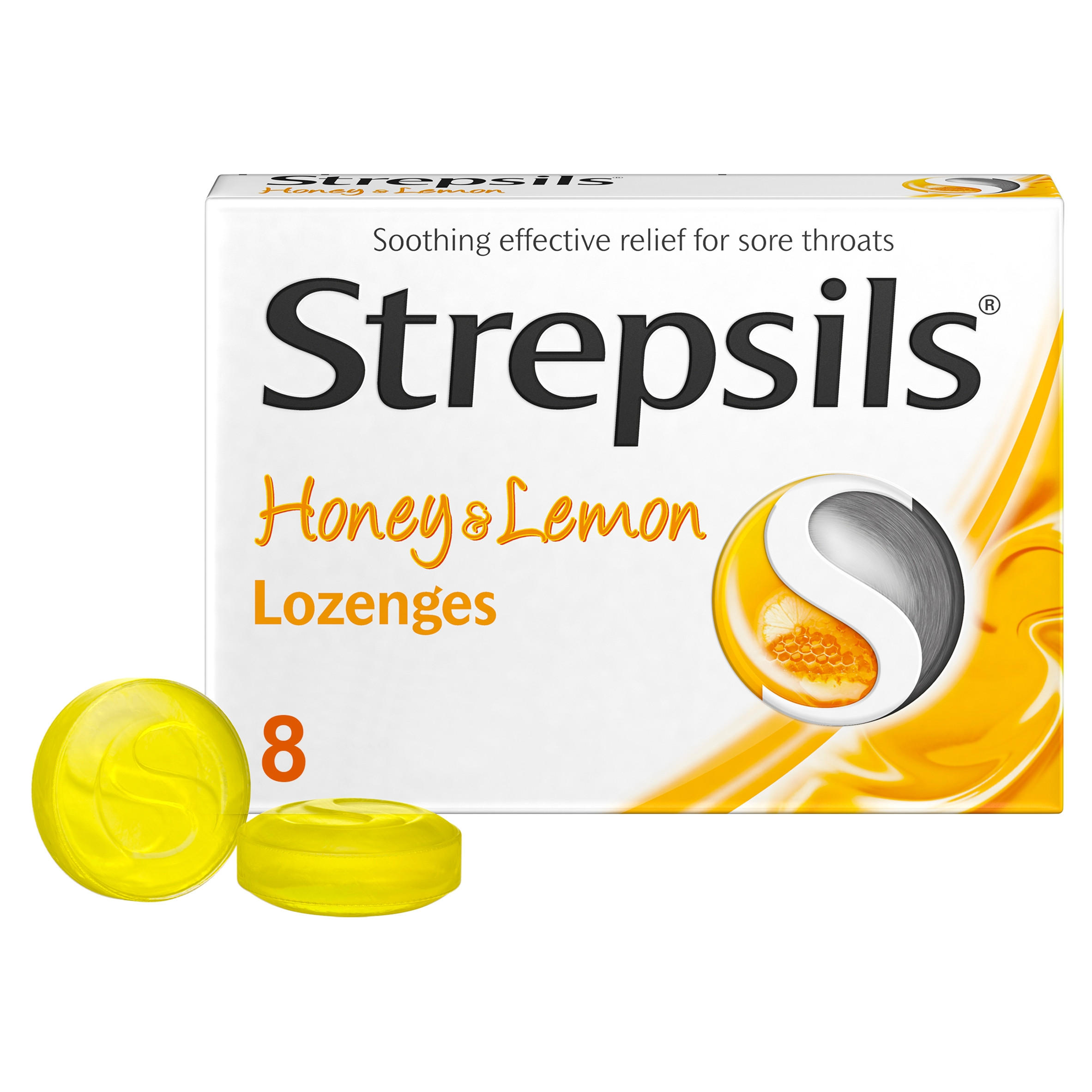Strepsils Honey & Lemon Lozenges x8 for Sore Throat Medicines